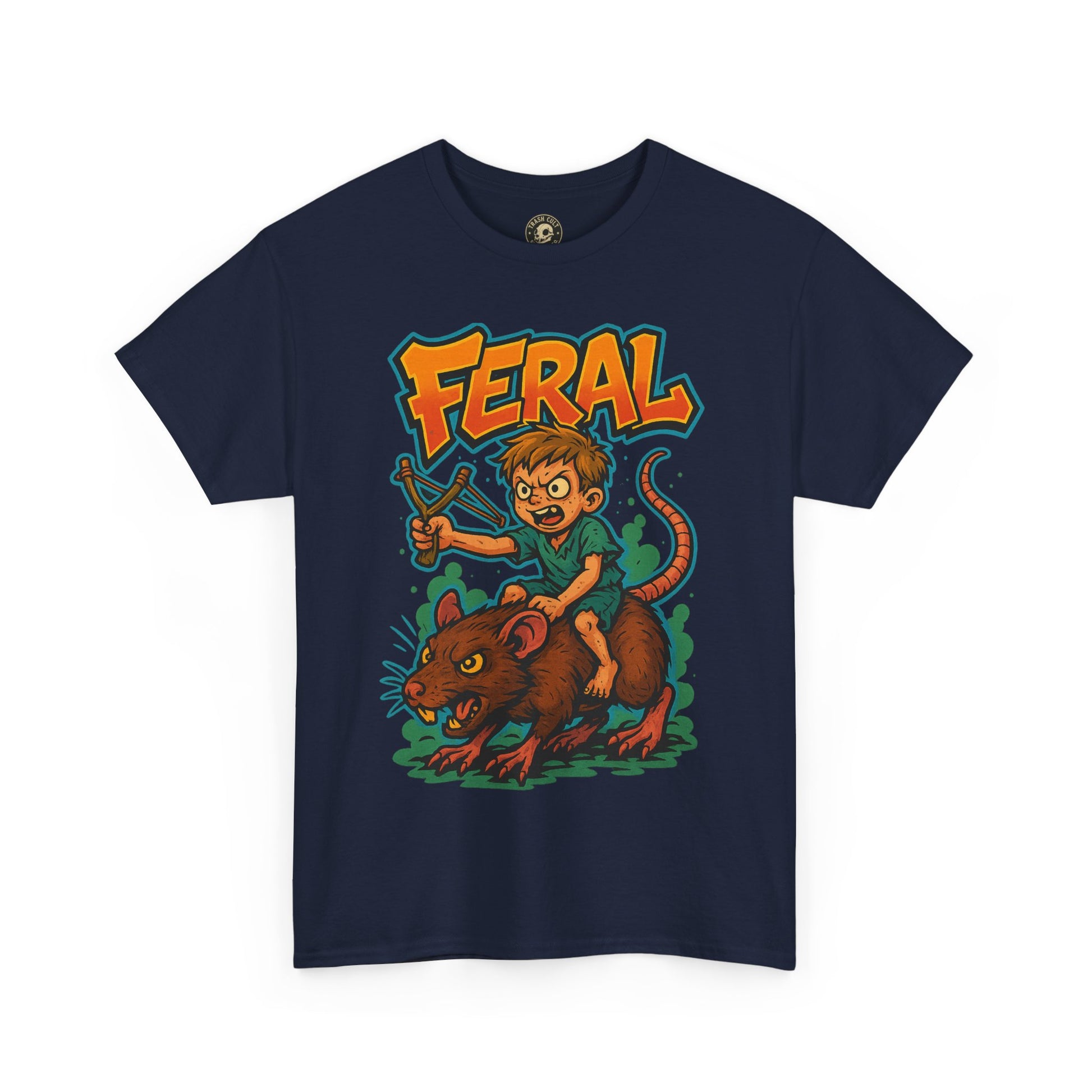 FERAL Graffiti Rat Rider T-Shirt – Bold New School Streetwear | Gildan 5000 Chaos Graphic Tee