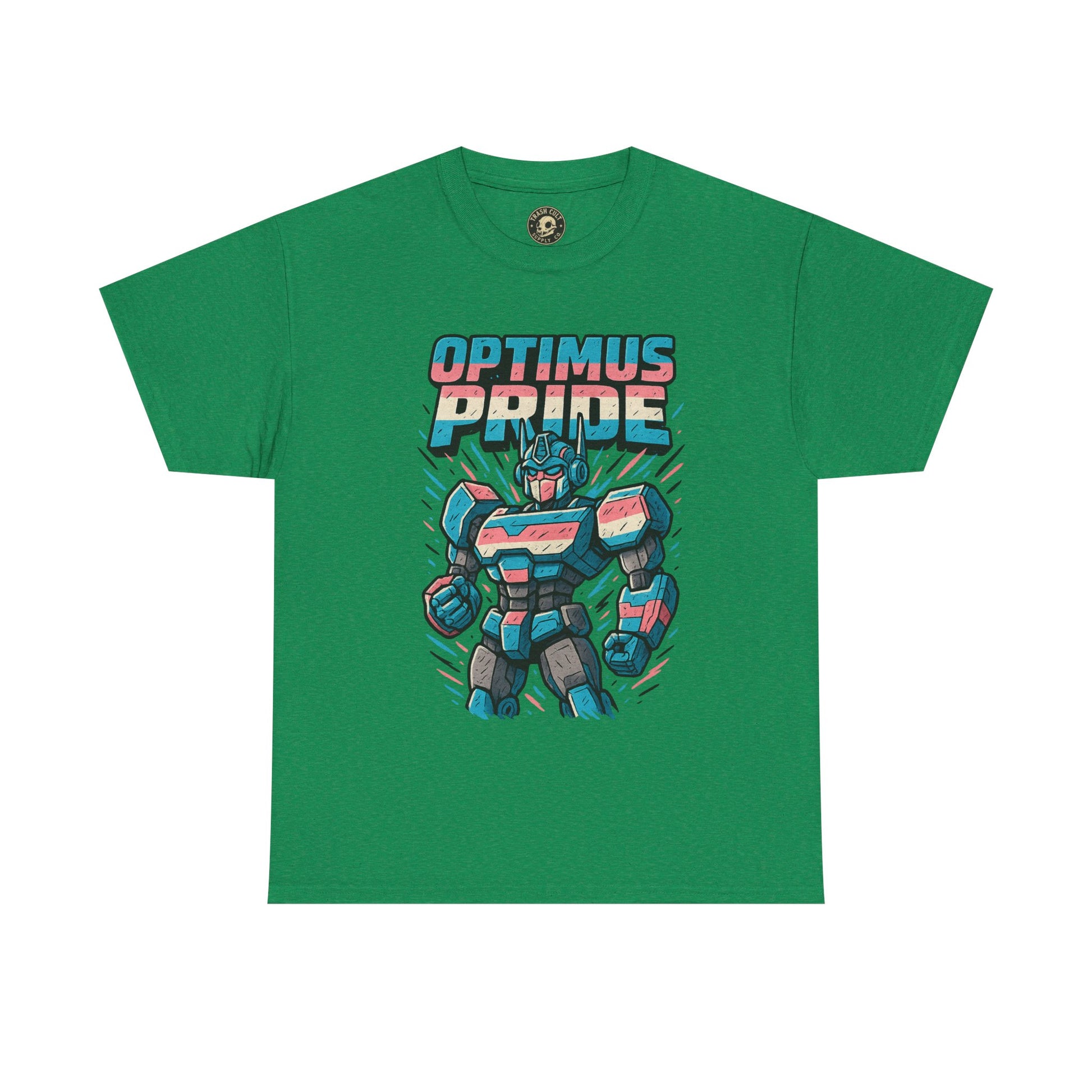 Optimus Pride T-Shirt – Funny Trans Mech LGBTQ+ Graphic Tee | Unisex Heavy Cotton Nerd Pride Shirt