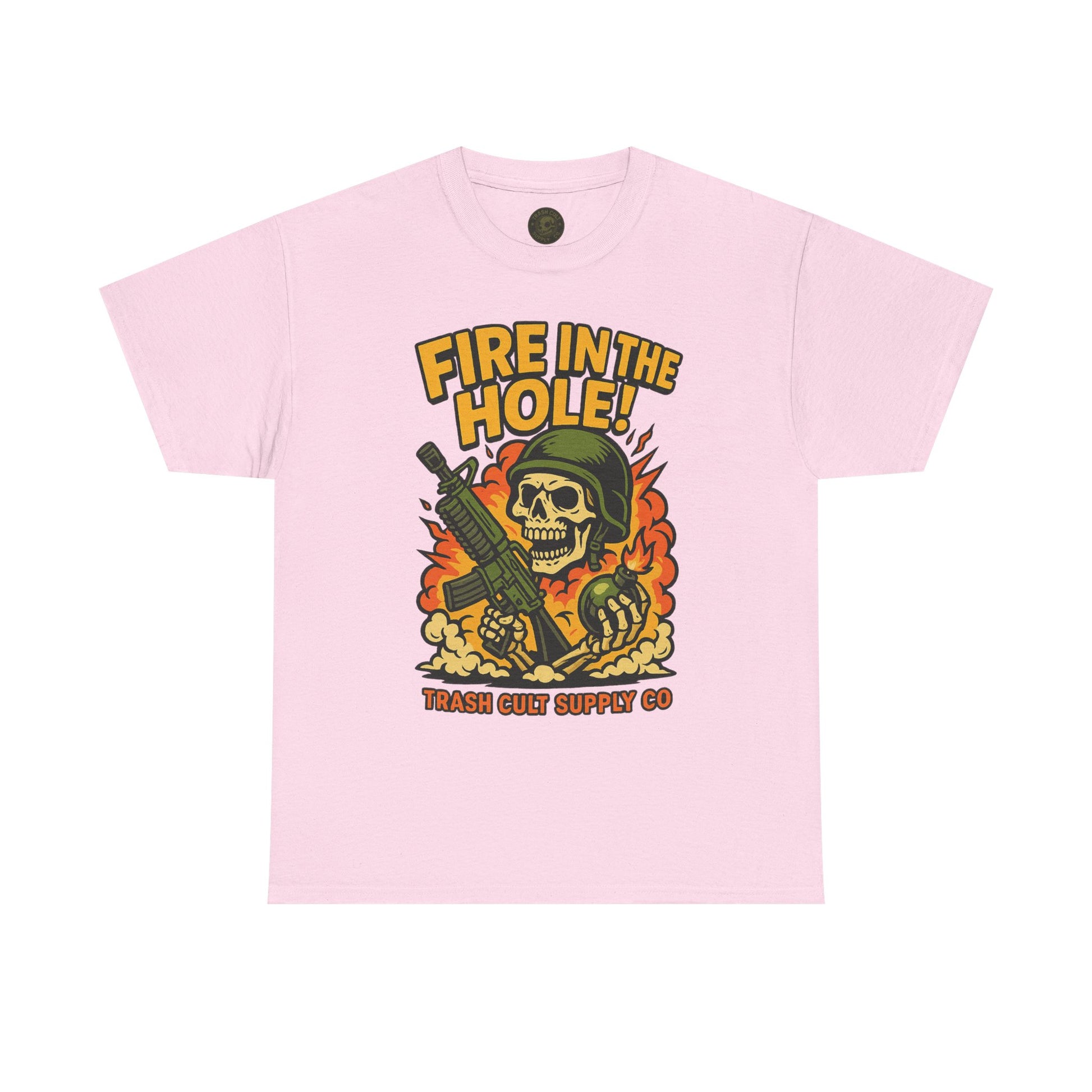 Fire in the Hole! Skeleton Soldier T-Shirt – Trash Cult Supply Co. | Gildan 5000 Combat Graphic Tee