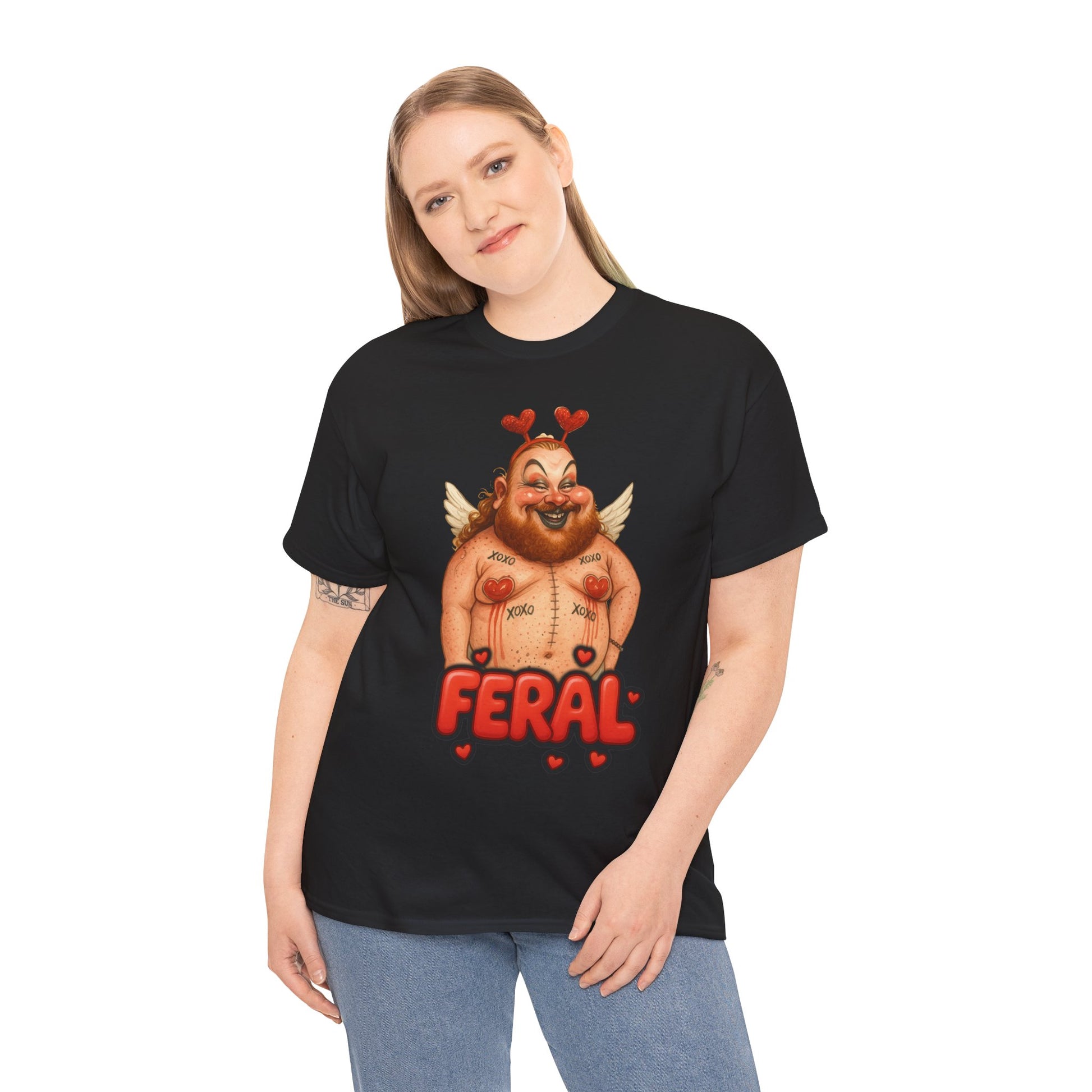 Feral Cupid Macabre Valentine Shirt | Fun Graphic Shirt, Quirky Gift, Casual Wear, Valentine's Apparel, Trendy Statement Top