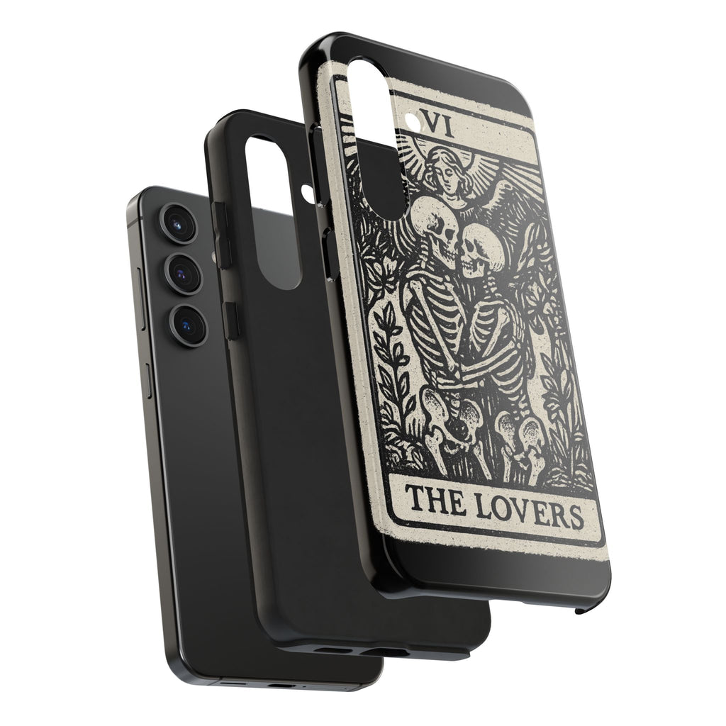 Tough Phone Case with Skeleton Lovers Design, Gothic Phone Cover, Unique Couples Gift, Halloween Accessory, Edgy Tech Design