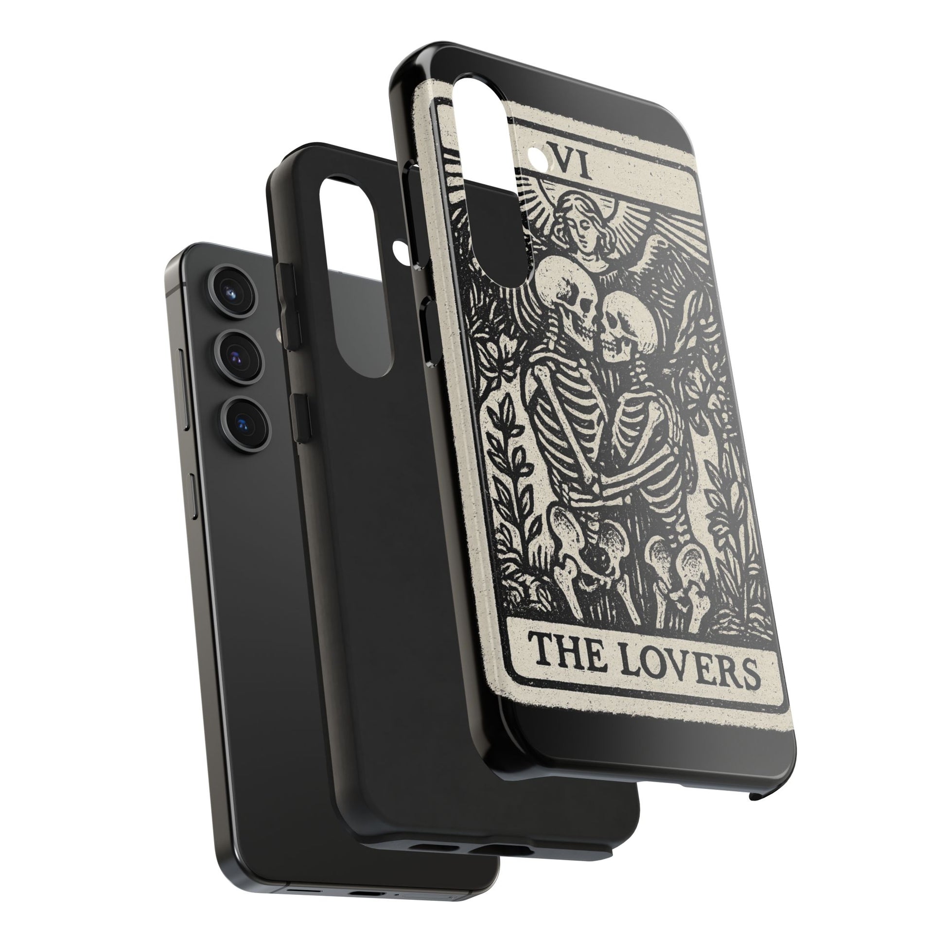 Tough Phone Case with Skeleton Lovers Design, Gothic Phone Cover, Unique Couples Gift, Halloween Accessory, Edgy Tech Design