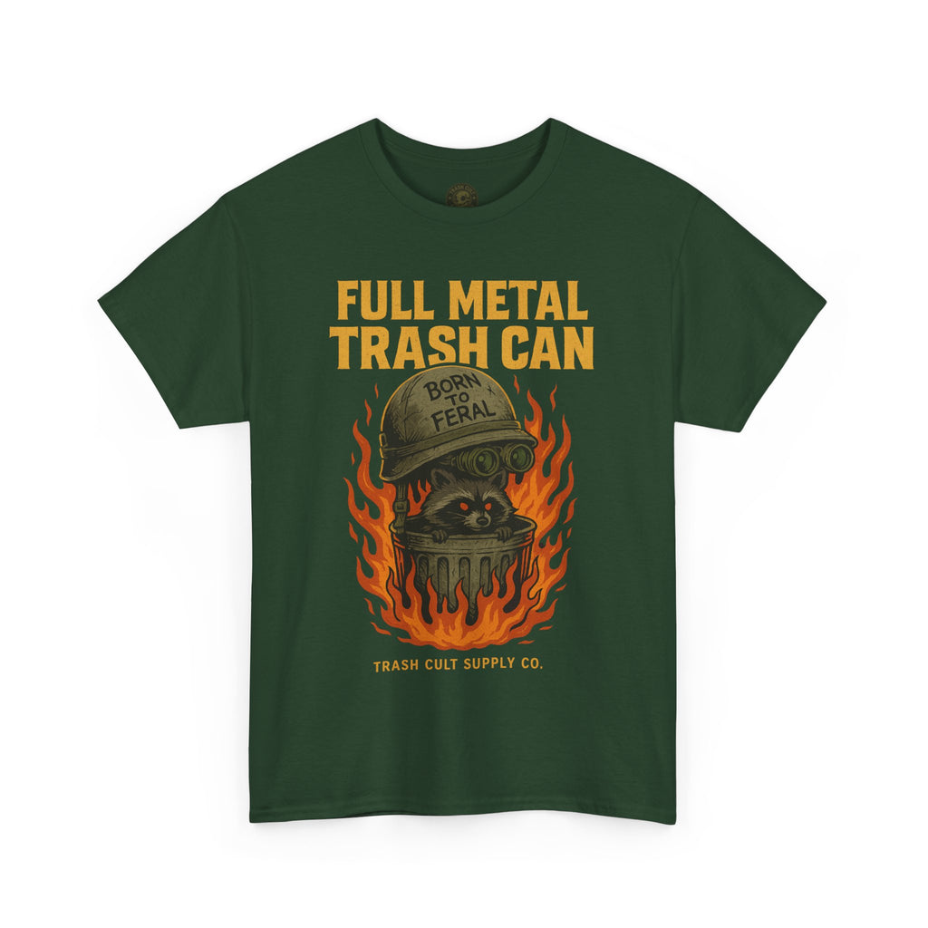 Full Metal Trash Can T-Shirt – Born to Feral Raccoon Graphic | Trash Cult Supply Co. | Gildan 5000 Tee