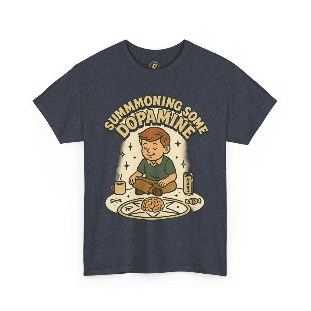 Dopamine Summoning Tee, Unisex Heavy Cotton Tee, Retro Graphic T-shirt, Gift for Gamers, Casual Wear, Funny Shirt, Everyday Style