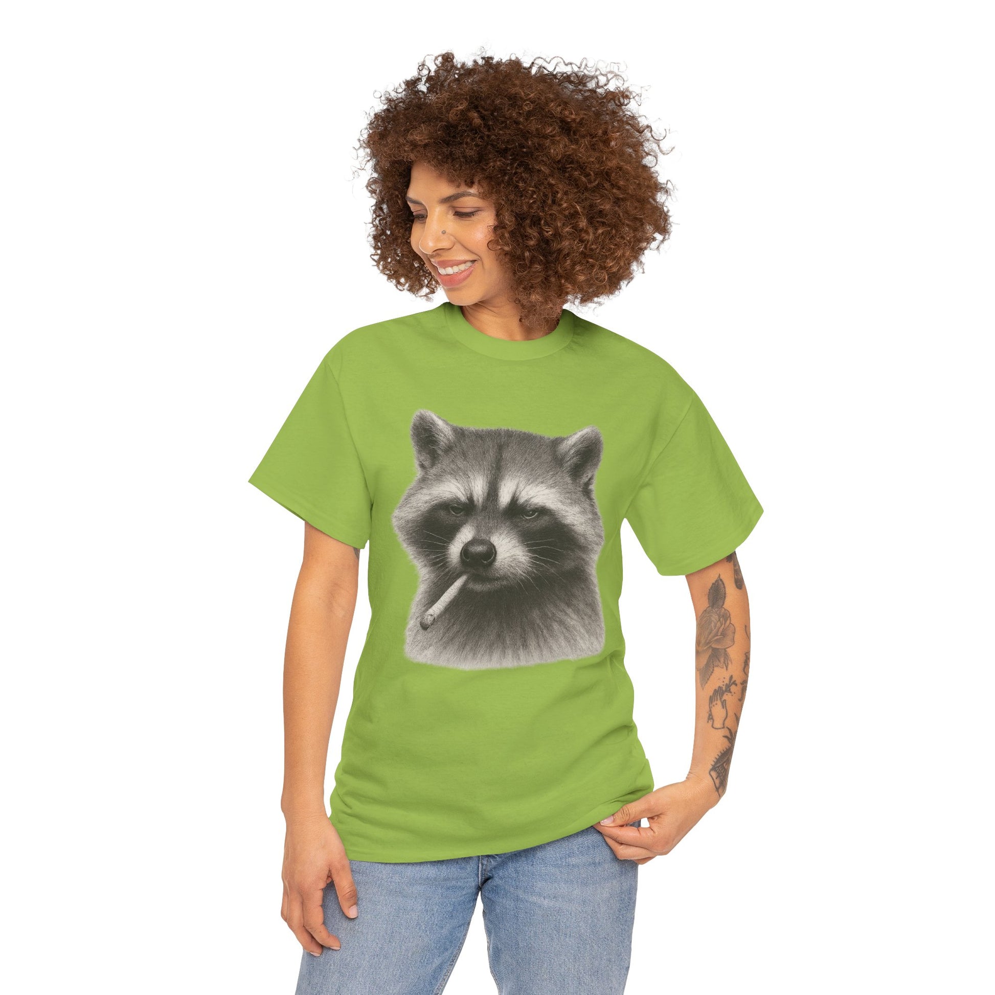 Dirty Harry Raccoon Halftone Shirt – Soft Grit Aesthetic, Smoking Trash Panda Graphic Tee