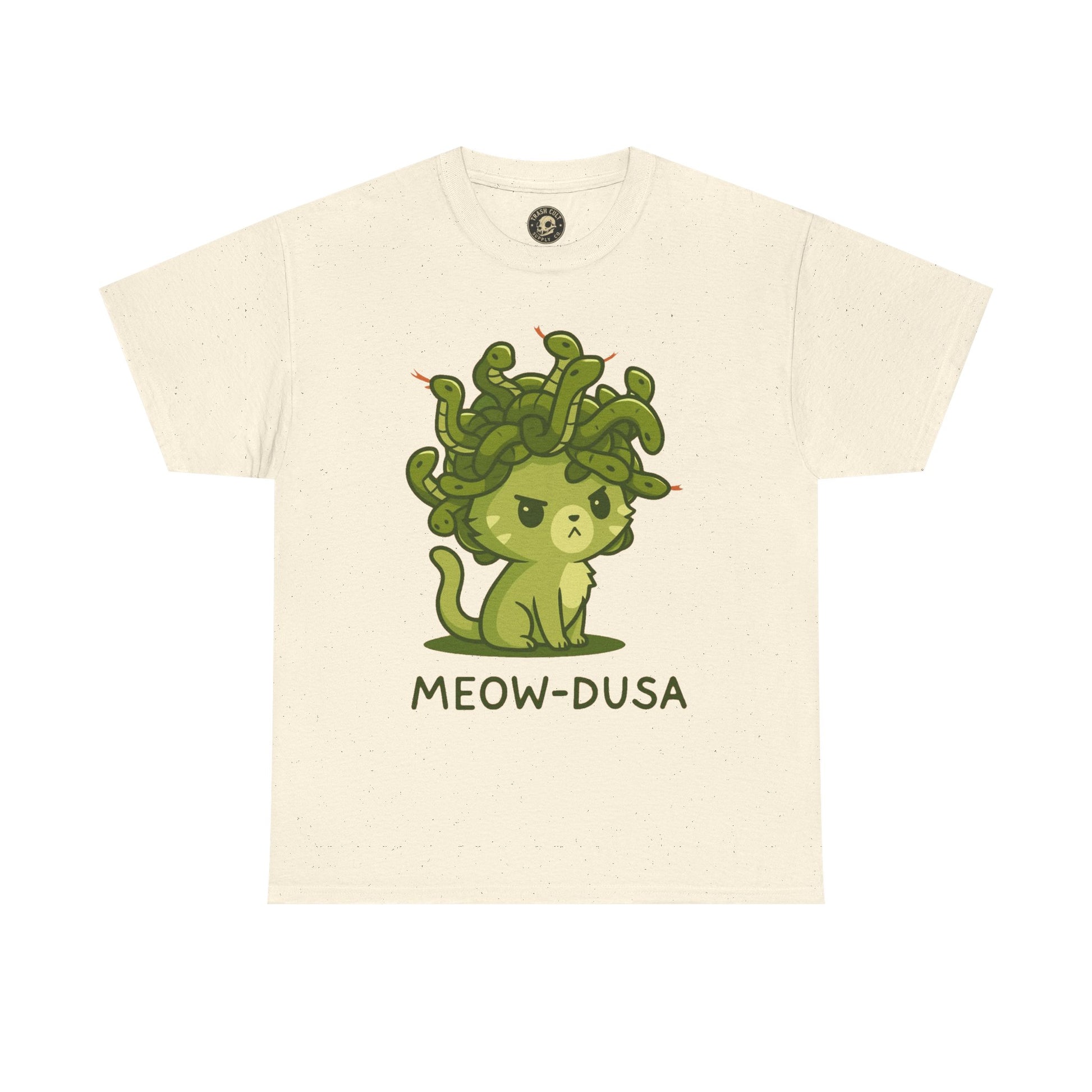Meow-dusa Funny Cat Medusa T-Shirt – Gildan 5000 Heavy Cotton Tee