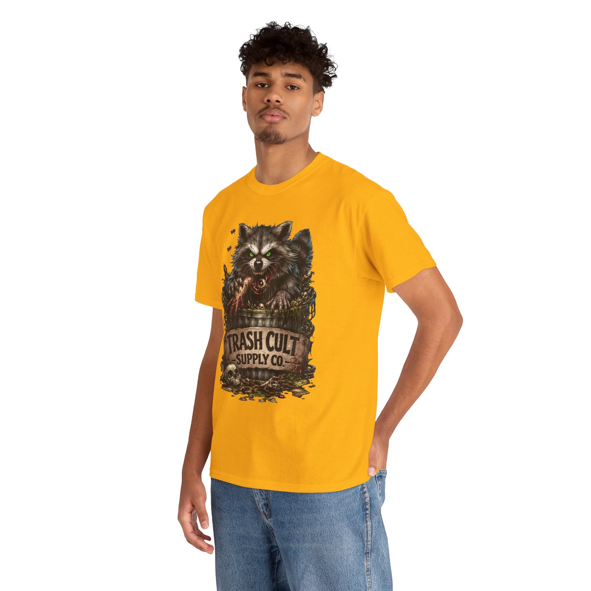 Raccoon 'Trash Cult Supply Co.' Graphic Tee — Vintage Grunge Animal Streetwear