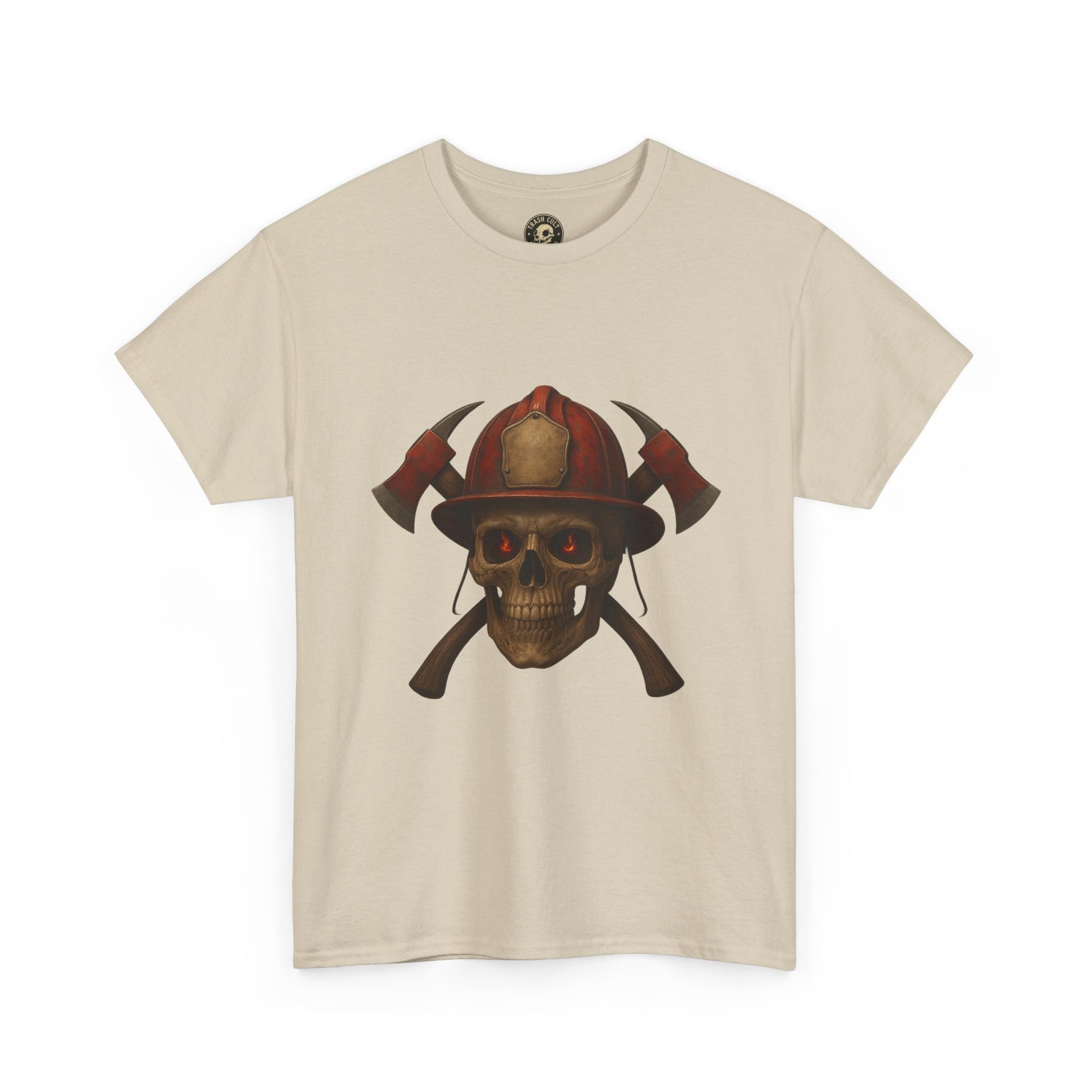 Skull Firefighter Tee, Unisex Heavy Cotton Shirt, Firefighter Gift, Halloween Costume T-Shirt, Unique Graphic Tee, Casual Wear