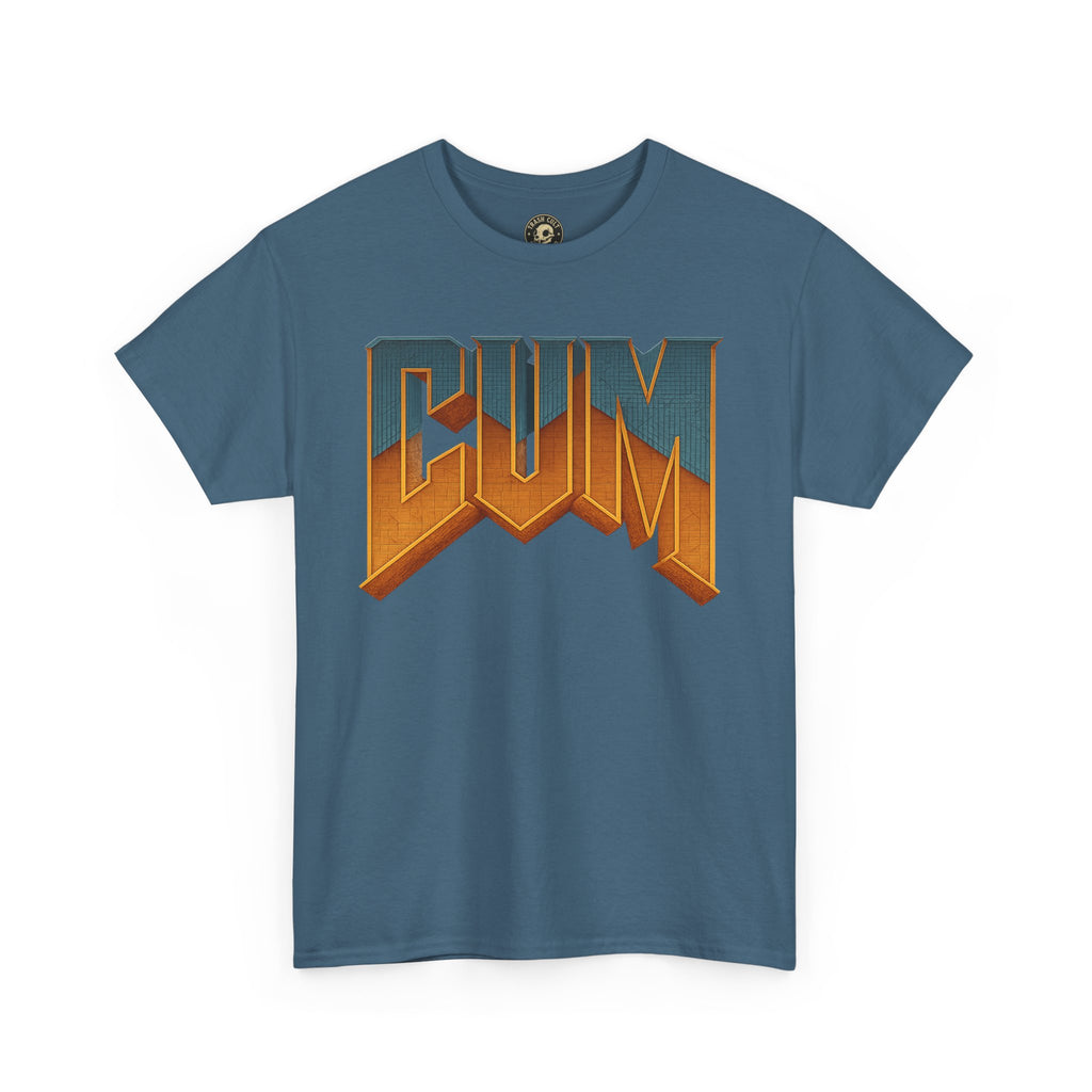 CUM Parody Metal Logo Shirt – Doom-Inspired Retro Gamer Tee on Gildan 5000