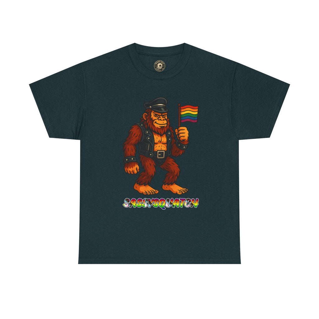 Sassysquatch Graphic Tee – Funny Bigfoot Pride Shirt – LGBTQ Leather Bear T-Shirt – Gildan 5000 Unisex Cotton Tee