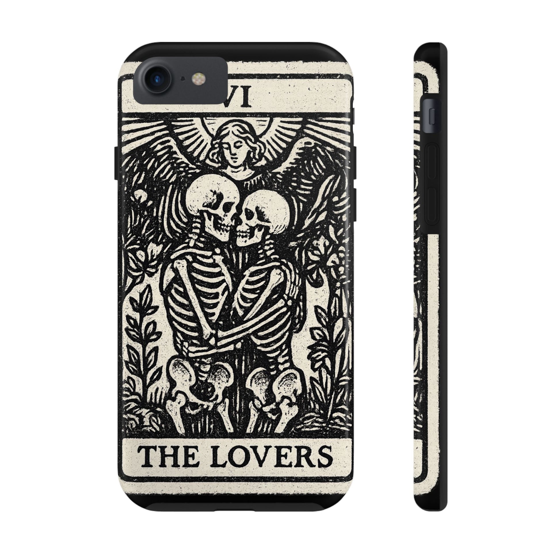 Tough Phone Case with Skeleton Lovers Design, Gothic Phone Cover, Unique Couples Gift, Halloween Accessory, Edgy Tech Design
