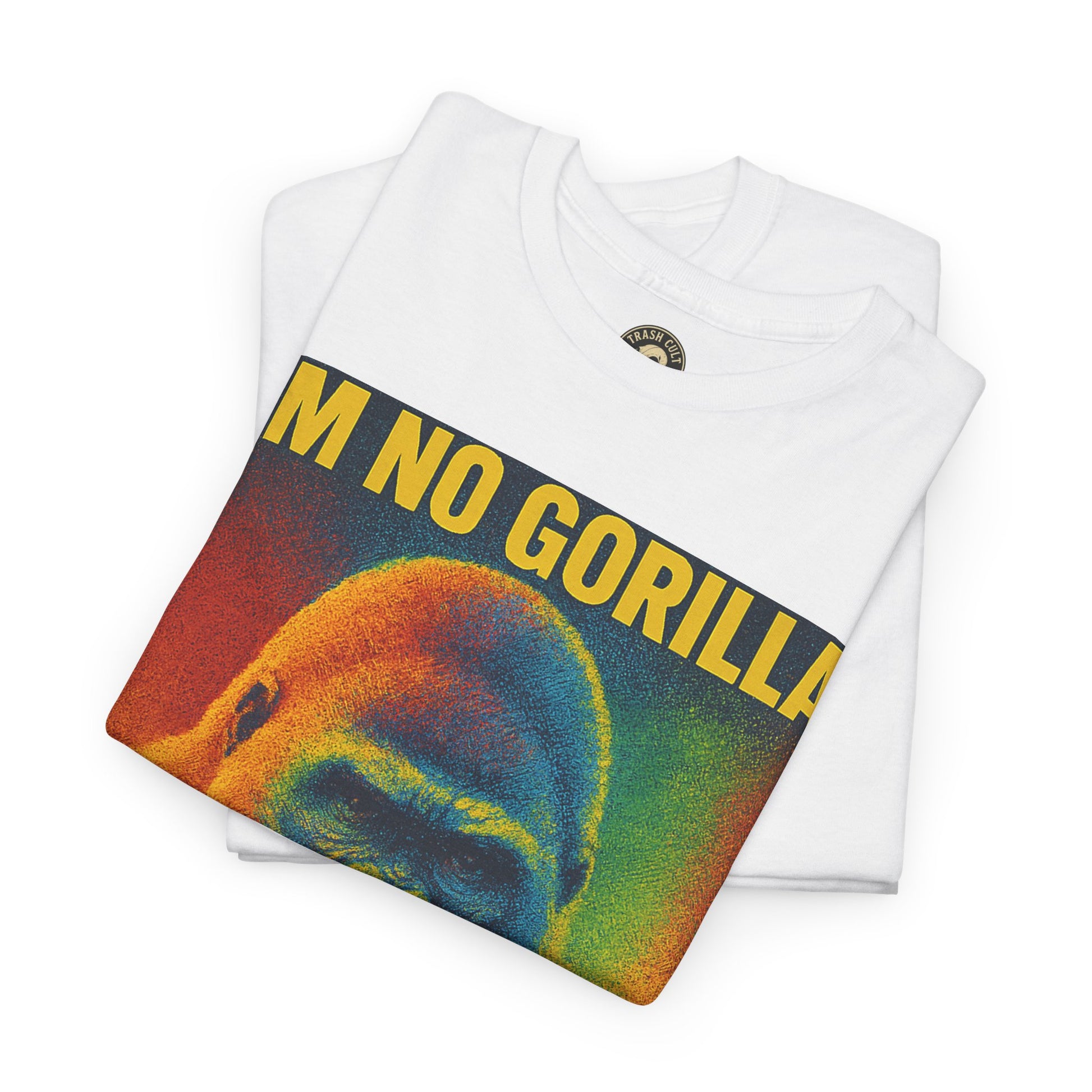 I’m No Gorilla But I Can Beat Off 100 Men Shirt – Multicolor Halftone Gorilla Tee on Gildan 5000