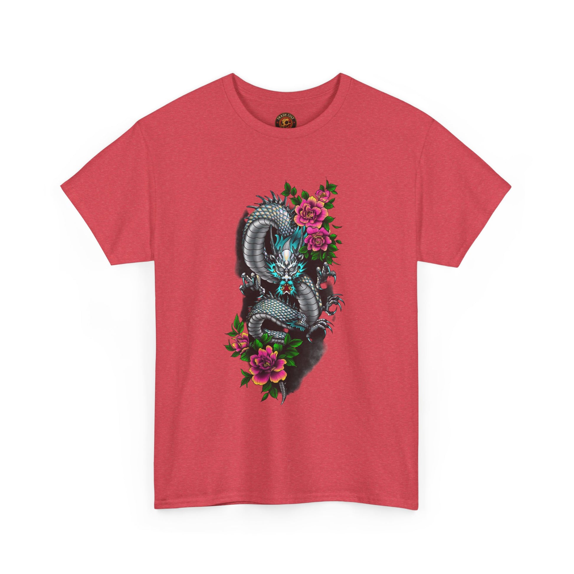 Mythic Dragon & Peonies Tattoo T-Shirt – Lara Davenport x Trash Cult Supply Co. Collab (Gildan 5000)