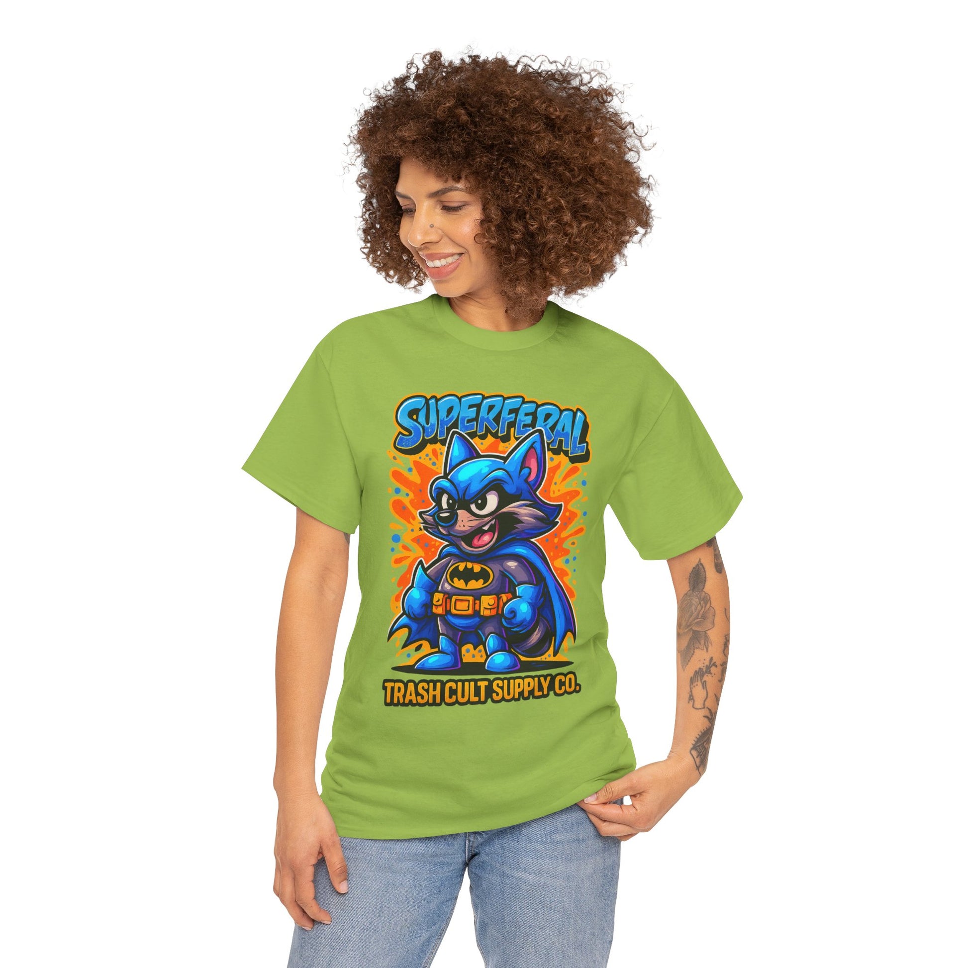 SuperFeral Raccoon Graffiti Shirt – Bold New School Superhero Streetwear | Trash Cult Supply Co