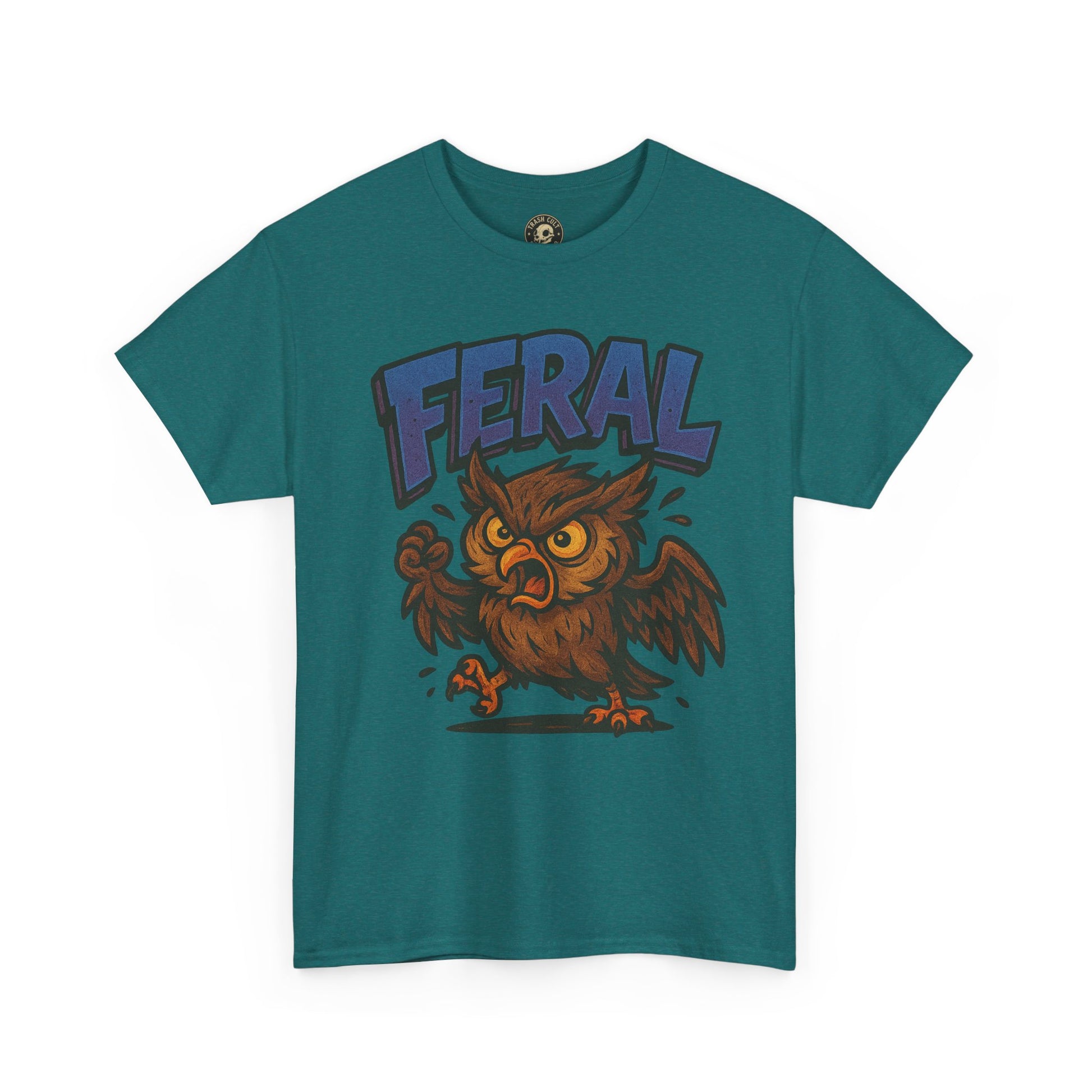 Feral Owl T-Shirt – Bold Animal Graphic Tee | Unisex Cotton Shirt for Bird Nerds & Chaos Lovers