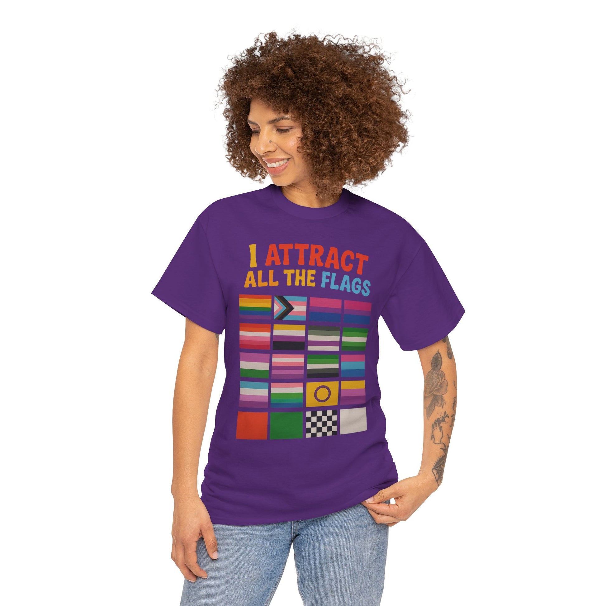I Attract All The Flags LGBTQ Pride T-Shirt – Funny Inclusivity Shirt – Gildan 5000