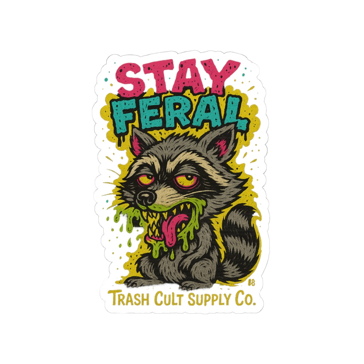 Stay Feral Kiss-Cut Stickers, Fun Laptop Decals, Wild Animal Art, Unique Gift for Nature Lovers, Colorful Wall Decor