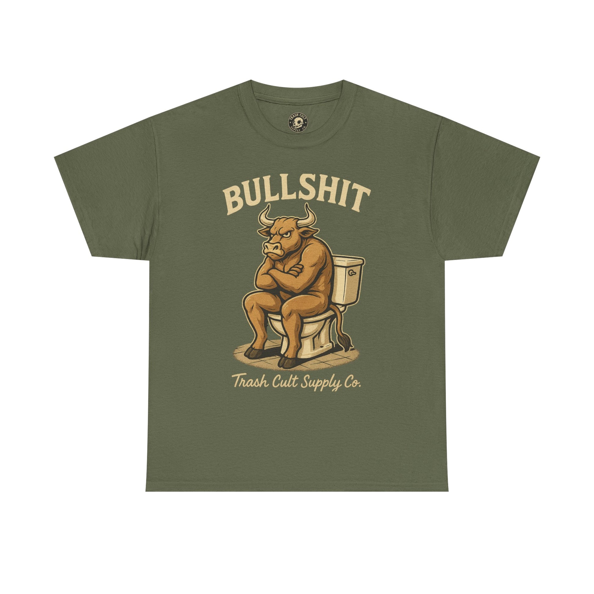“BULLSHIT” Angry Bull Toilet Tee – Trash Cult Supply Co. | Gildan 5000 T-Shirt