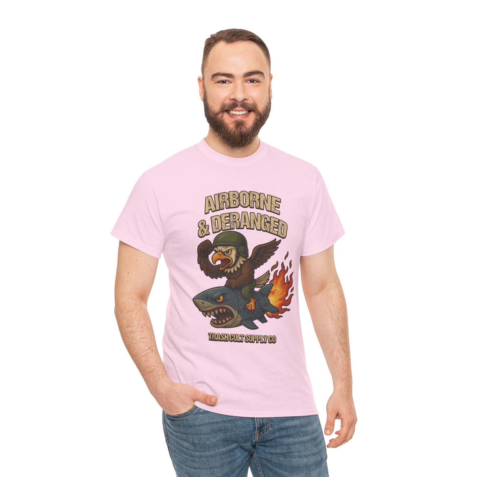 Airborne & Deranged T-Shirt – Trash Cult Supply Co. | Gildan 5000 Heavy Cotton Tee