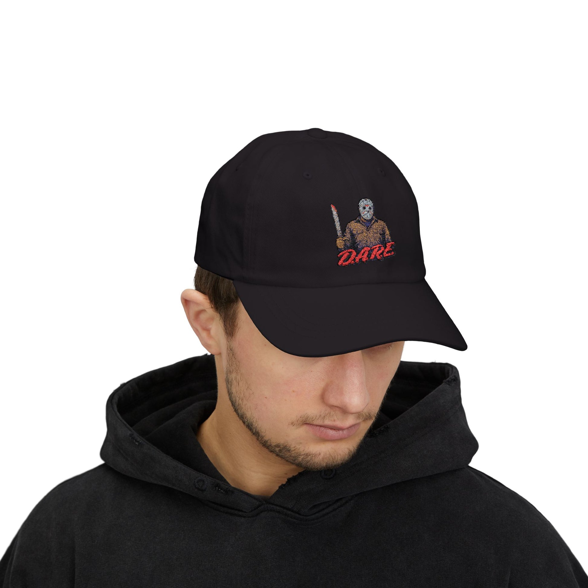 Jason Voorhees D.A.R.E. Parody Dad Hat – 80s Horror Meme Printed Cap