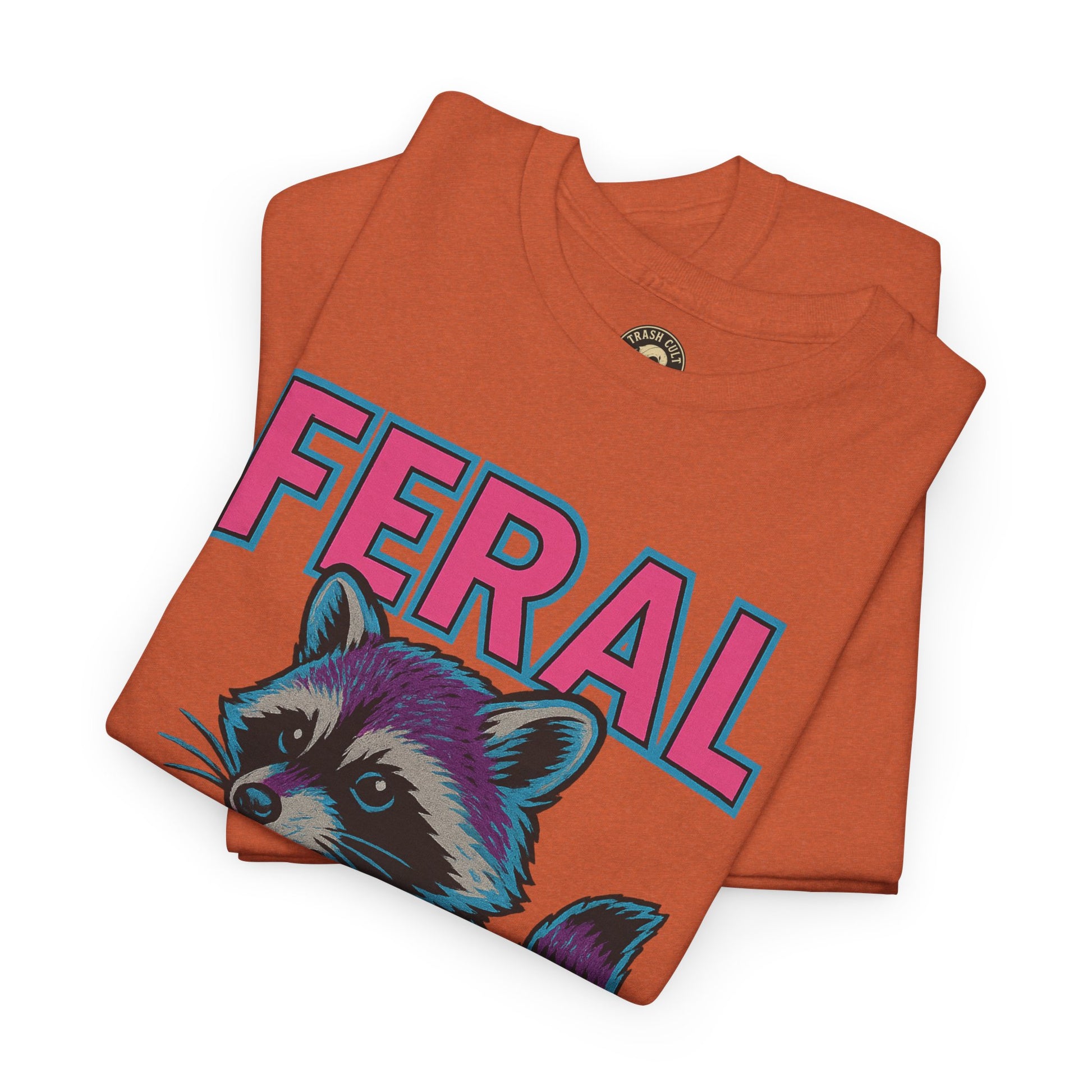 FERAL Raccoon 80s Retro Shirt – Trash Cult Supply Co. – Gildan 5000 Tee