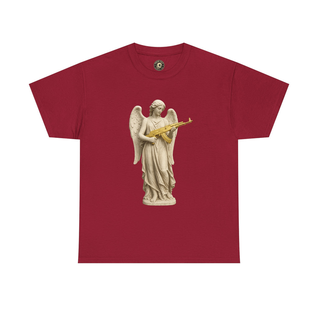 Marble Angel with Gold AK-47 T-Shirt – Gildan 5000 Divine Chaos Tee