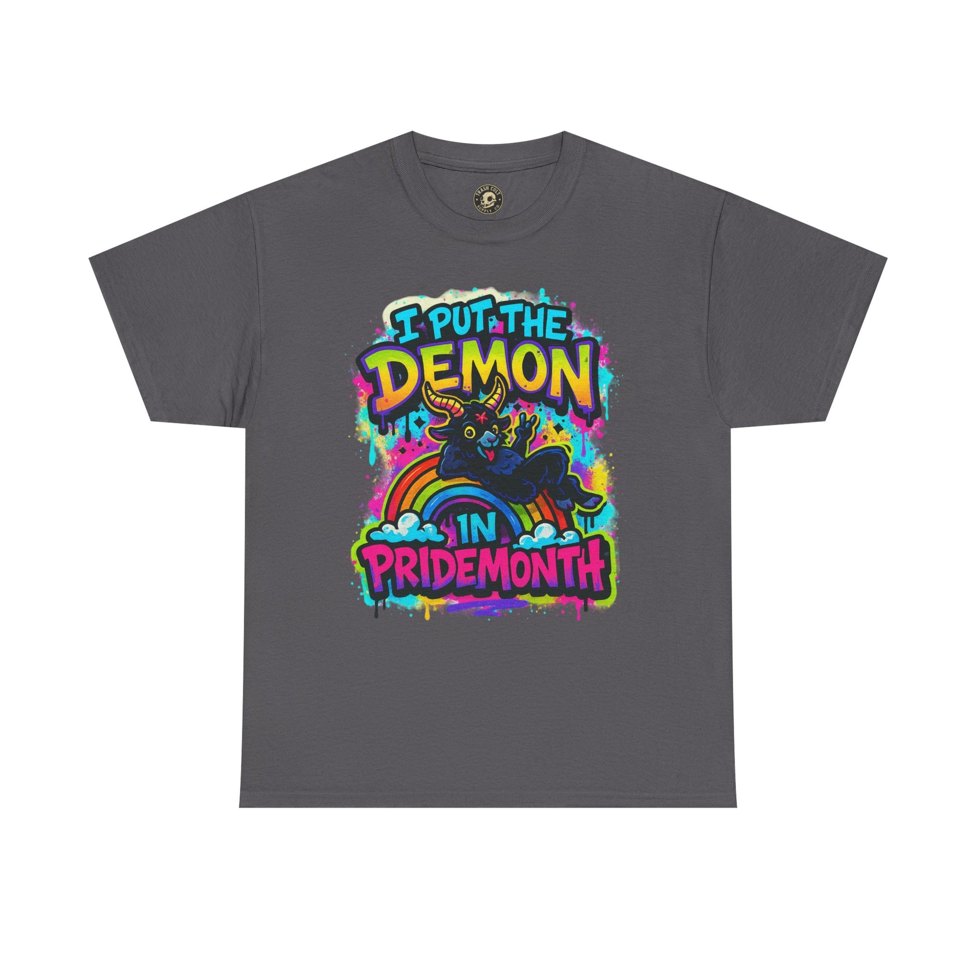 Pride Month Unisex Tee - I Put the Demon in Pride Month, LGBTQ+ Apparel, Rainbow Shirt, Festival Wear, Gift for Allies & Activists