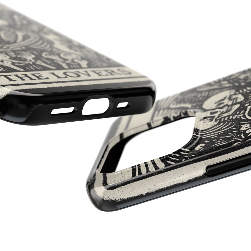 Tough Phone Case with Skeleton Lovers Design, Gothic Phone Cover, Unique Couples Gift, Halloween Accessory, Edgy Tech Design