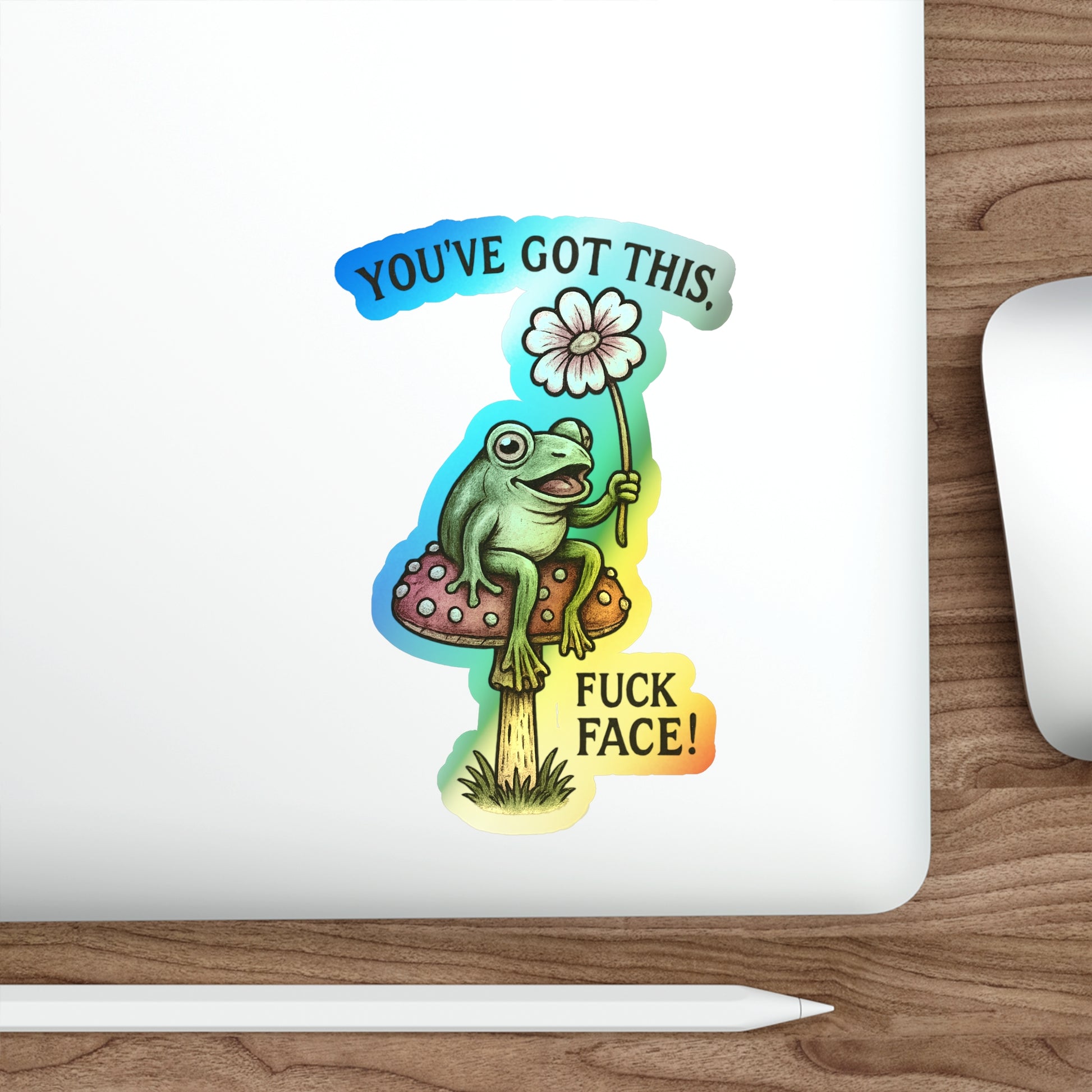 Motivational Holographic Frog Stickers - Fun Decals for Skateboards, Laptops, Water Bottles, Journals, Gift Ideas