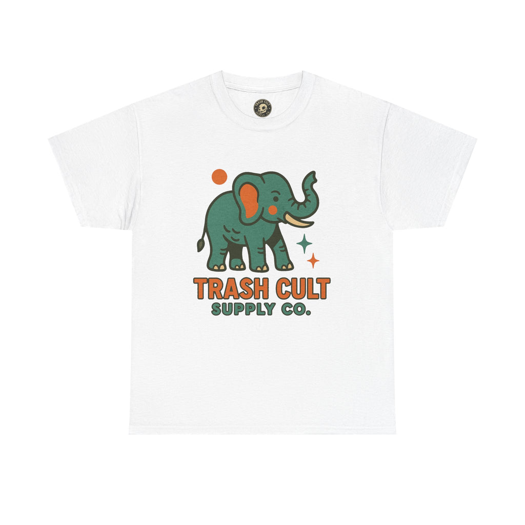 Trash Cult Elephant Unisex Heavy Cotton Tee, Eco-Friendly Shirt, Cool Casual Tee, Gift for Animal Lovers, Vintage Style T-Shirt