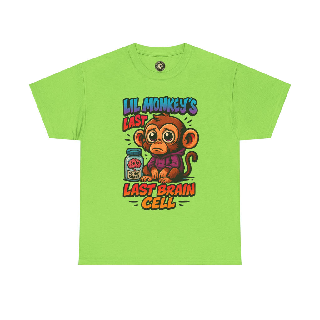 Lil Monkey’s Last Brain Cell Tee – Funny ADHD Cartoon Shirt – Gildan Heavy Cotton