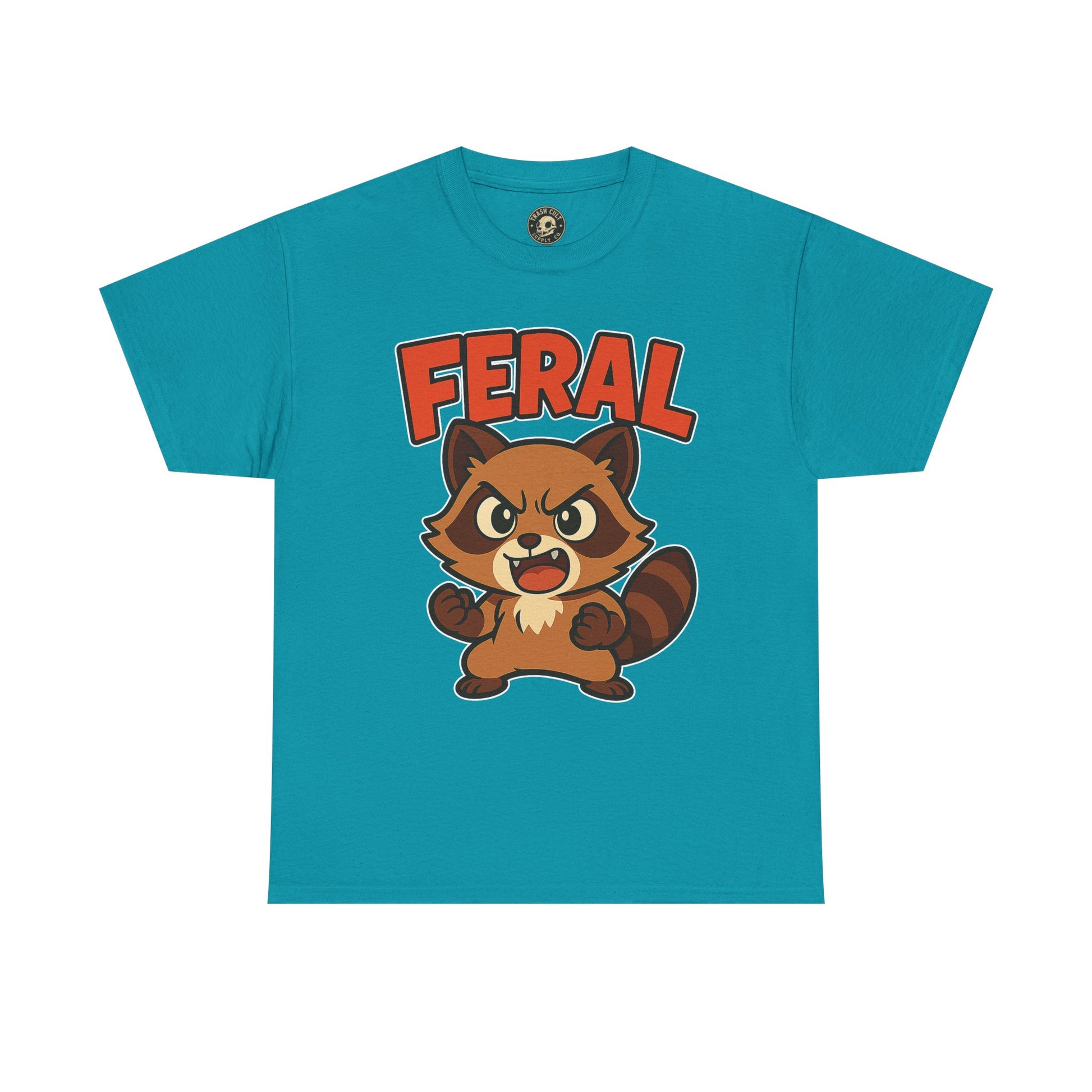 Feral Cartoon Tee - Unisex Heavy Cotton Shirt, Cute Graphic, Animal Lovers Gift, Casual Wear, Fun T-Shirt for Kids & Adults