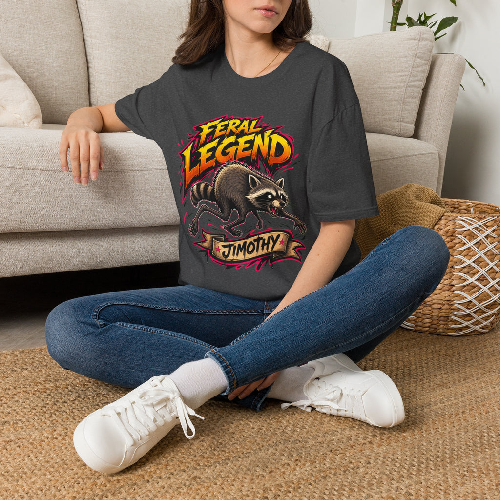 Feral Legend Raccoon Jimothy T-Shirt — Bold Graphic Tee