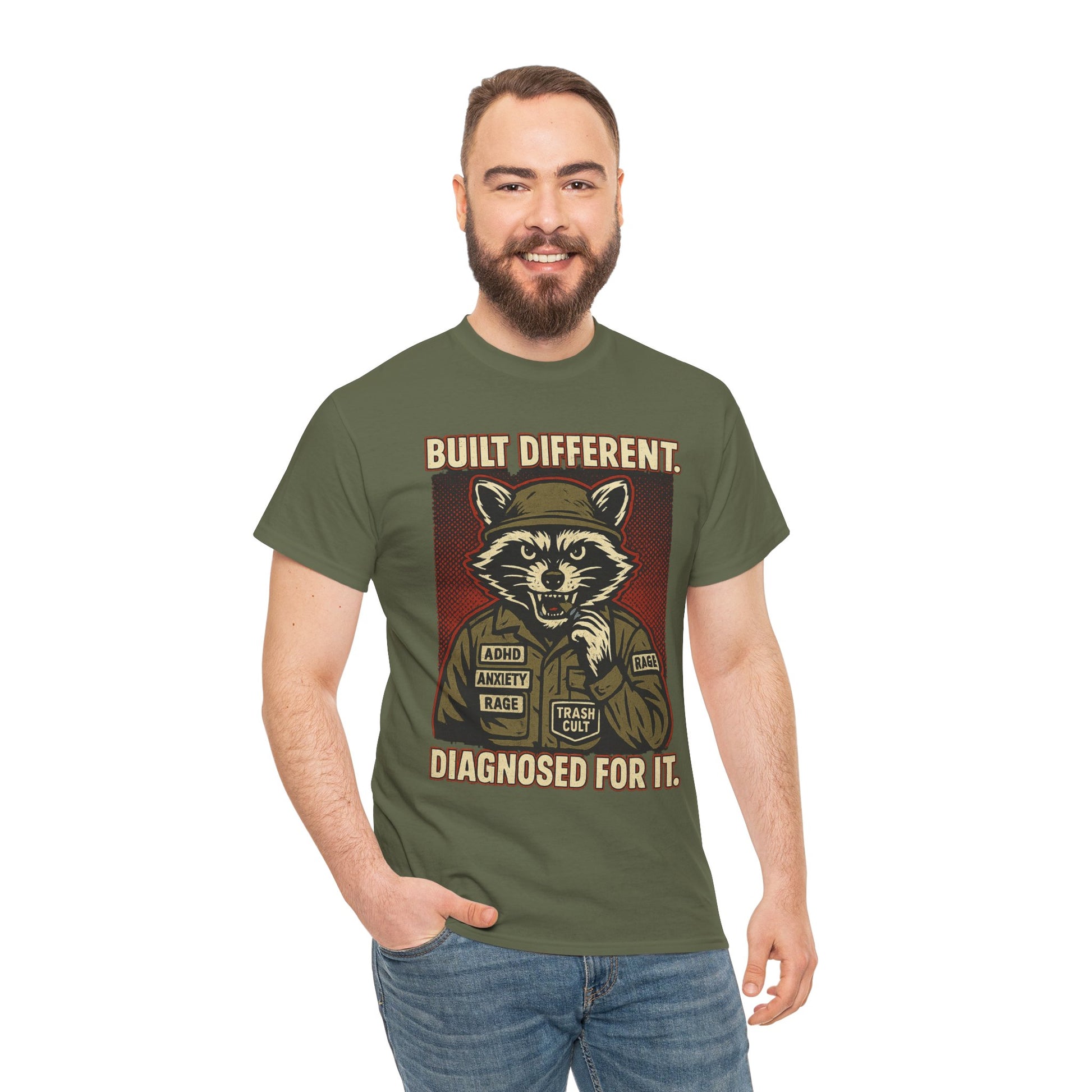 Built Different Diagnosed For It Military Raccoon Shirt – Gildan 5000