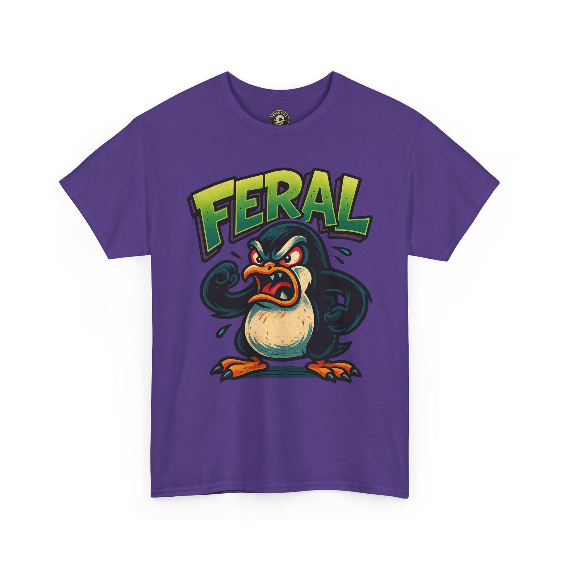 Feral Penguin T-Shirt – Funny Unisex Cotton Tee | Bold Animal Graphic Shirt, Quirky Gift Idea