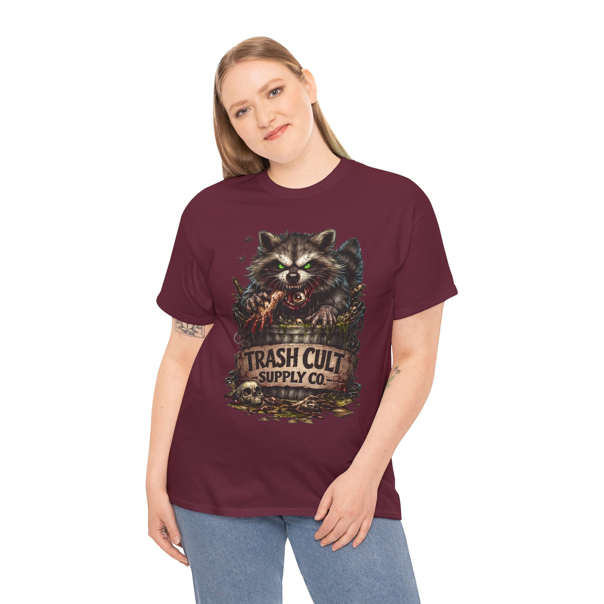 Raccoon 'Trash Cult Supply Co.' Graphic Tee — Vintage Grunge Animal Streetwear