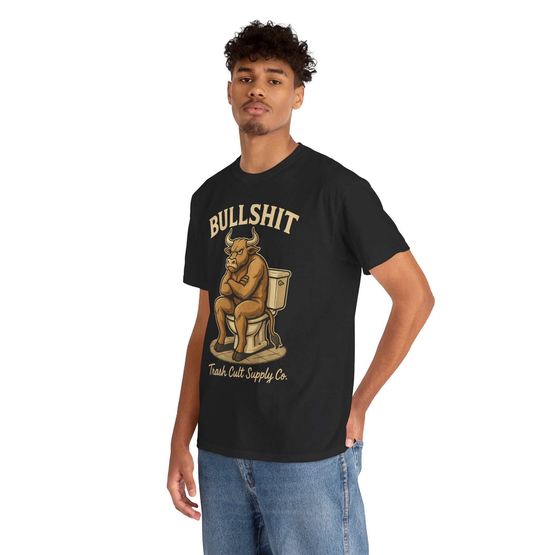 “BULLSHIT” Angry Bull Toilet Tee – Trash Cult Supply Co. | Gildan 5000 T-Shirt