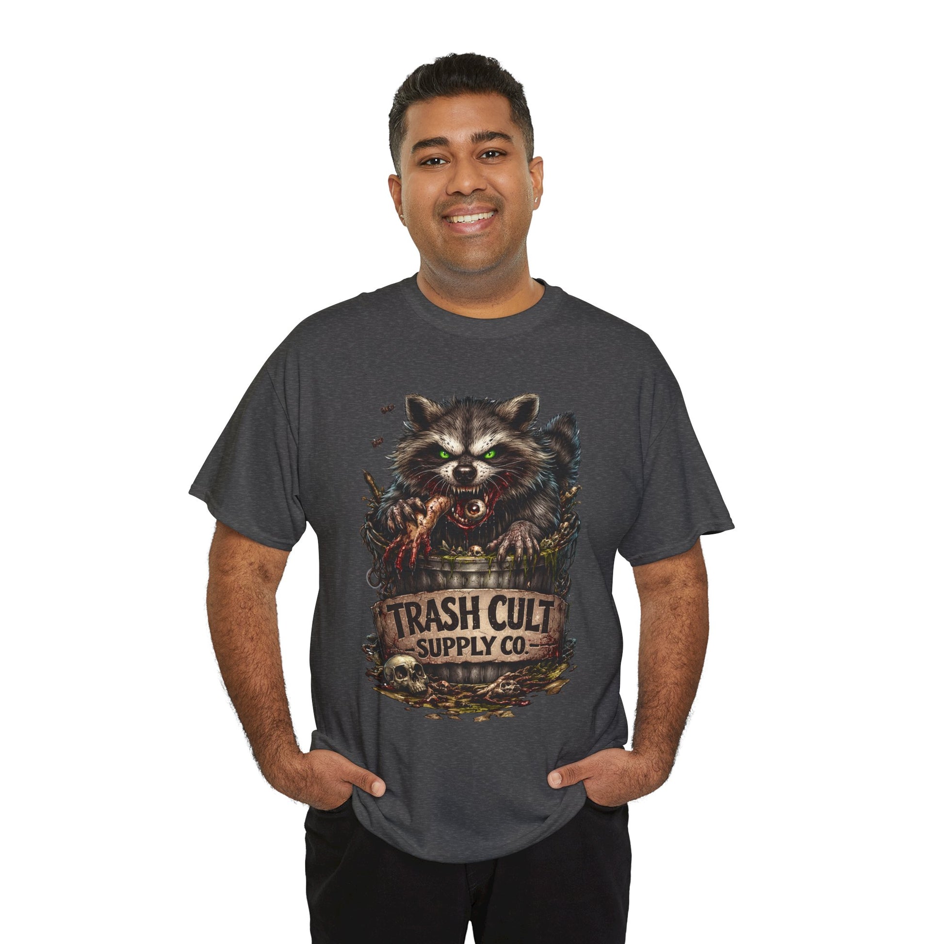 Raccoon 'Trash Cult Supply Co.' Graphic Tee — Vintage Grunge Animal Streetwear