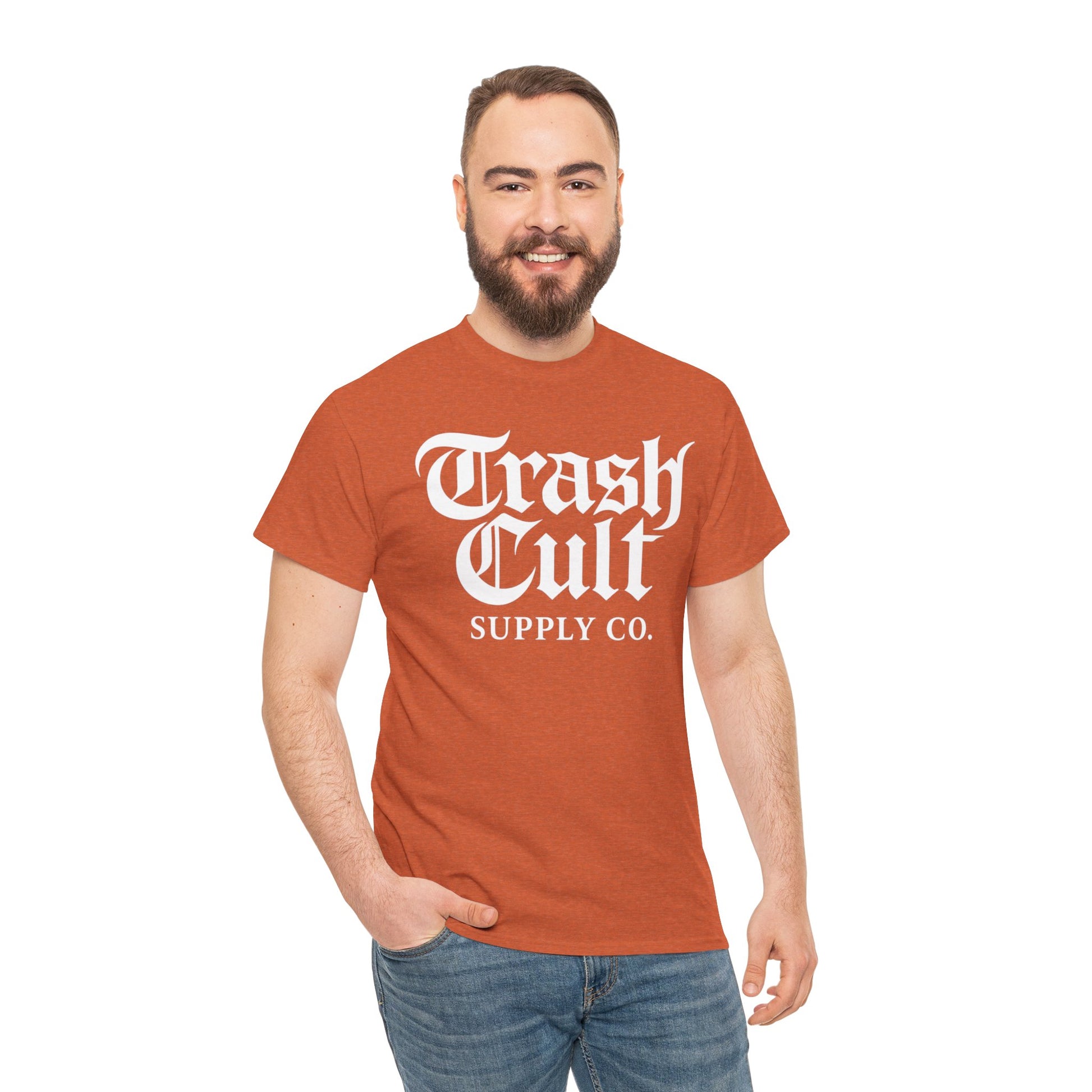 Trash Cult Gothic Logo Shirt – White Cyber Gothic Print on Gildan 5000