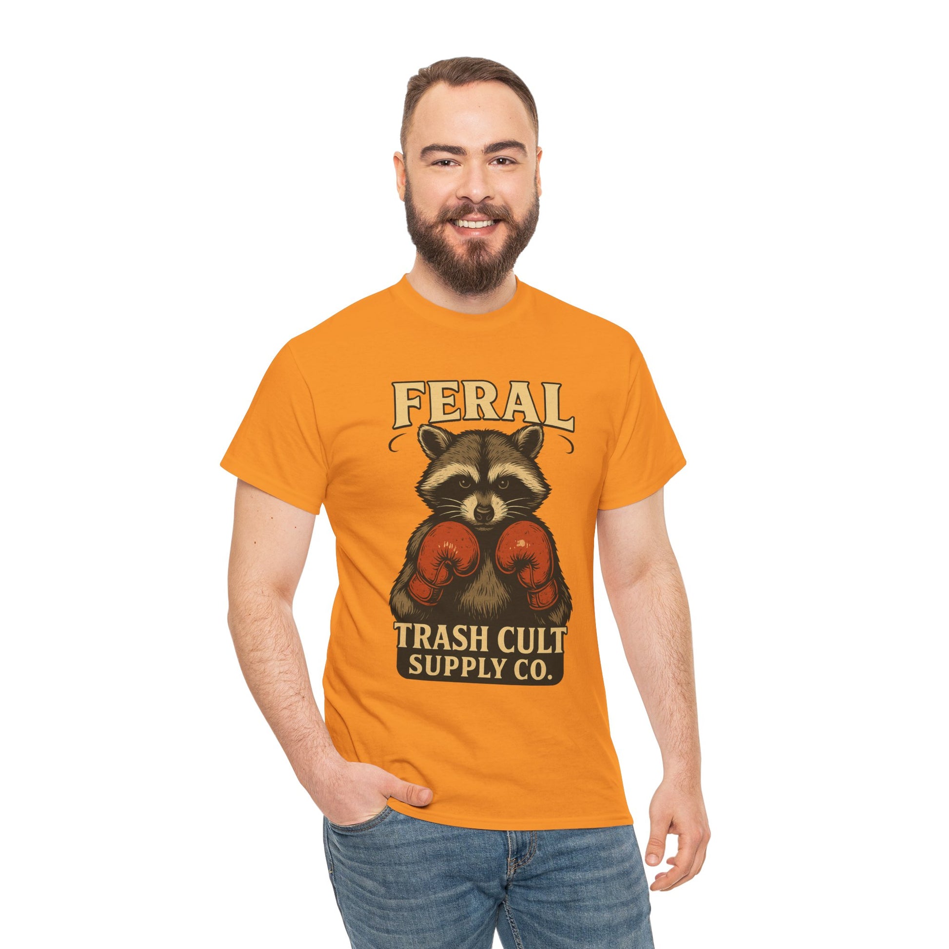 Feral Raccoon Tee - Unisex Heavy Cotton Tee, Cute Animal Shirt, Trendy Graphic Tee, Fun Gift for Animal Lovers, Casual Everyday Wear