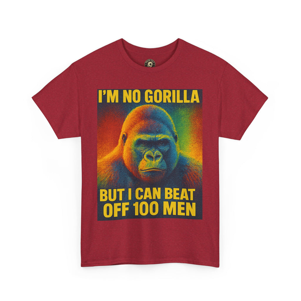 I’m No Gorilla But I Can Beat Off 100 Men Shirt – Multicolor Halftone Gorilla Tee on Gildan 5000