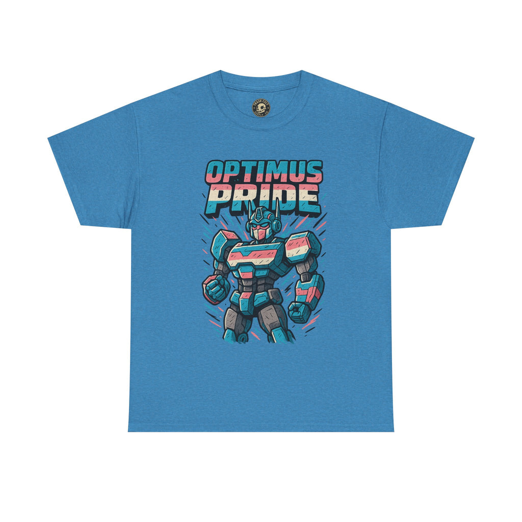 Optimus Pride T-Shirt – Funny Trans Mech LGBTQ+ Graphic Tee | Unisex Heavy Cotton Nerd Pride Shirt