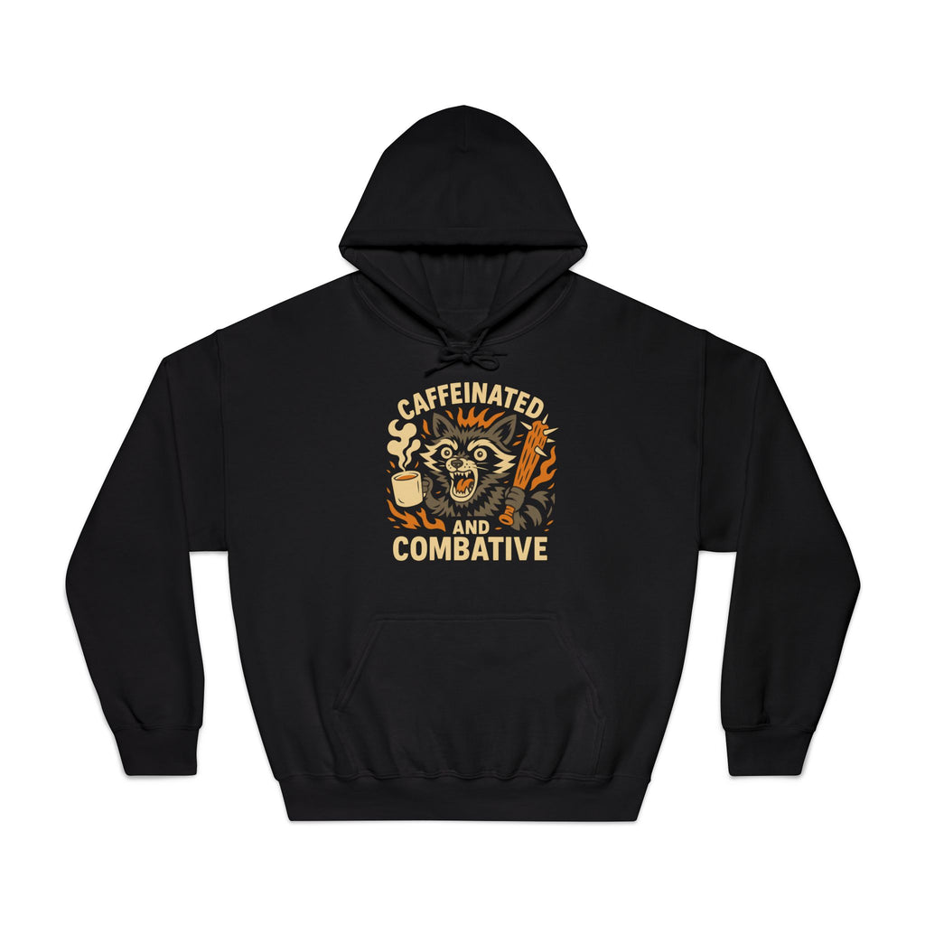 Caffeinated Combative Hoodie – Funny Unisex Sweatshirt for Coffee Lovers, Skater Vibes, Gift for Him or Her