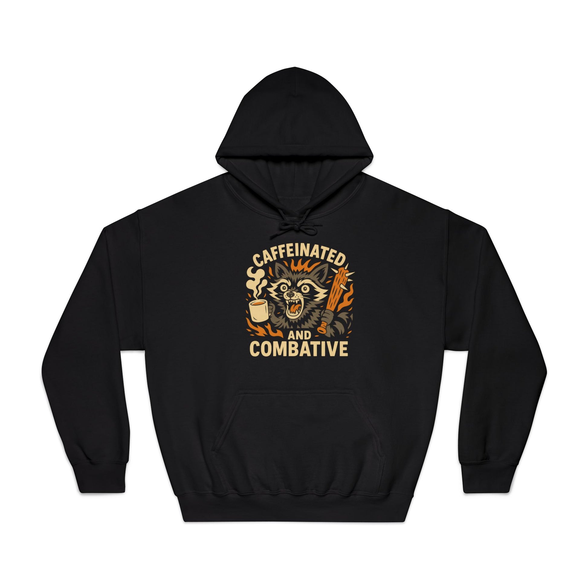 Caffeinated Combative Hoodie – Funny Unisex Sweatshirt for Coffee Lovers, Skater Vibes, Gift for Him or Her