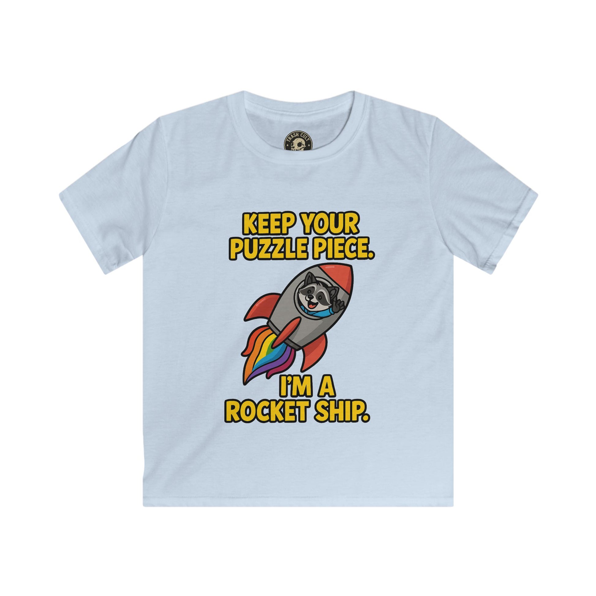I’m a Rocket Ship Autism Shirt for Kids – Funny Raccoon Neurodiversity Tee