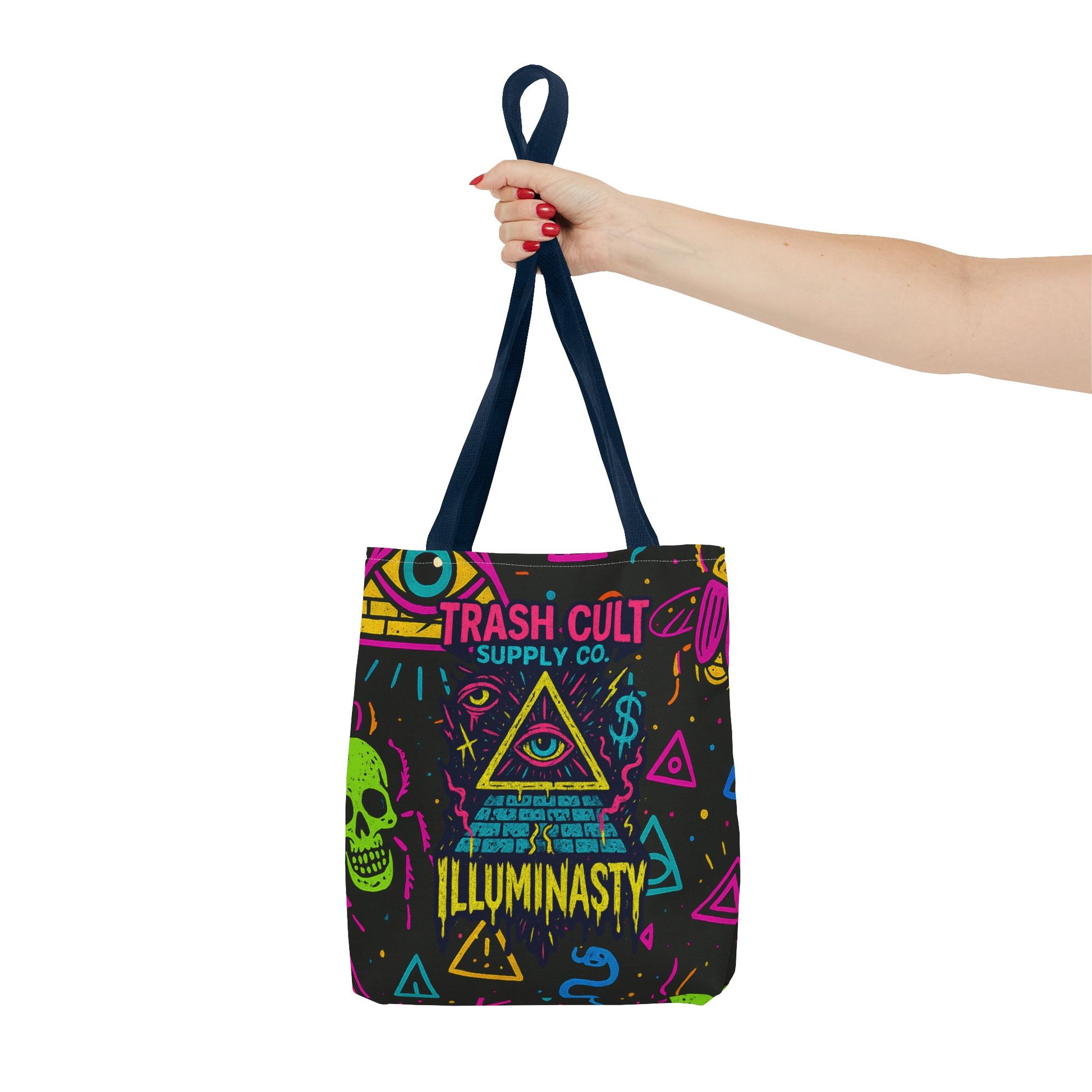 Illuminasty Drop Neon Tote Bag – All-Seeing Eye, Skulls & Symbols | Trash Cult Supply Co.