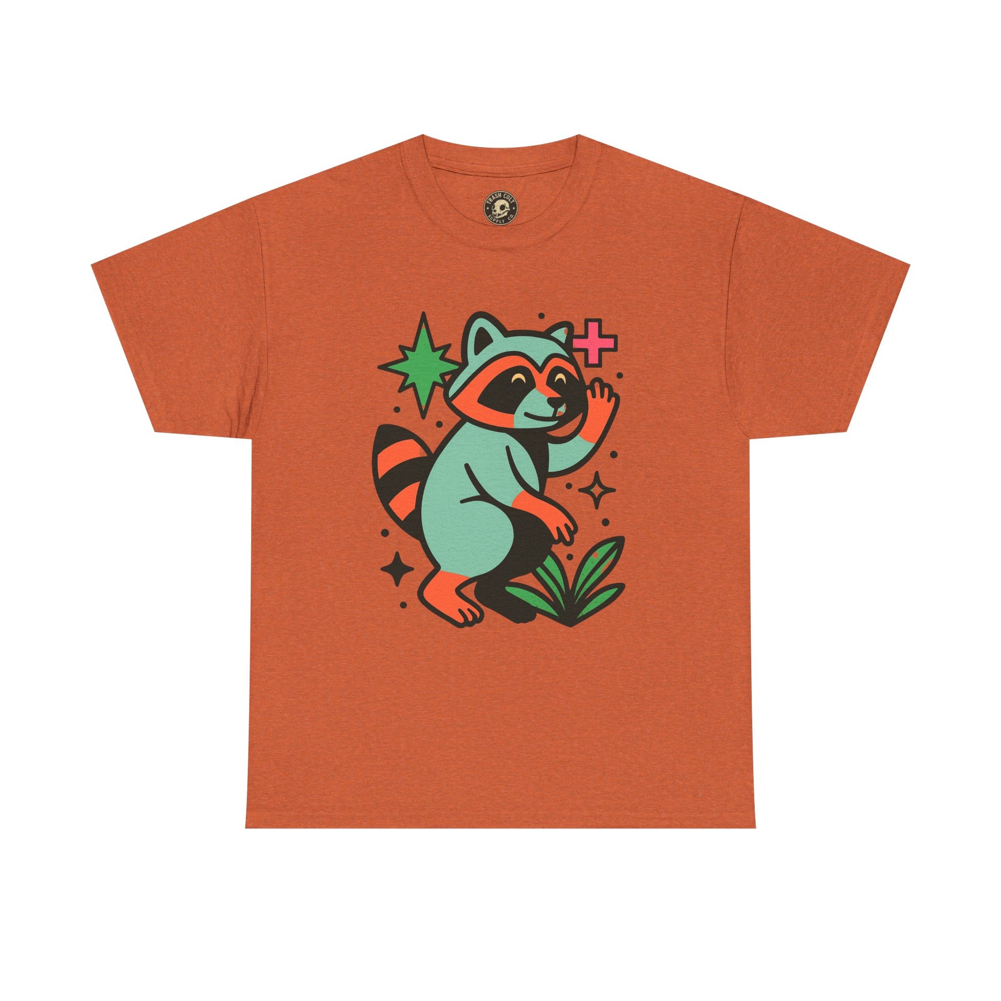Playful Raccoon Unisex Heavy Cotton Tee | Cute Animal Shirt for Nature Lovers, Graphic Tee, Gift for Kids, Casual Wear, Eco-Friendly