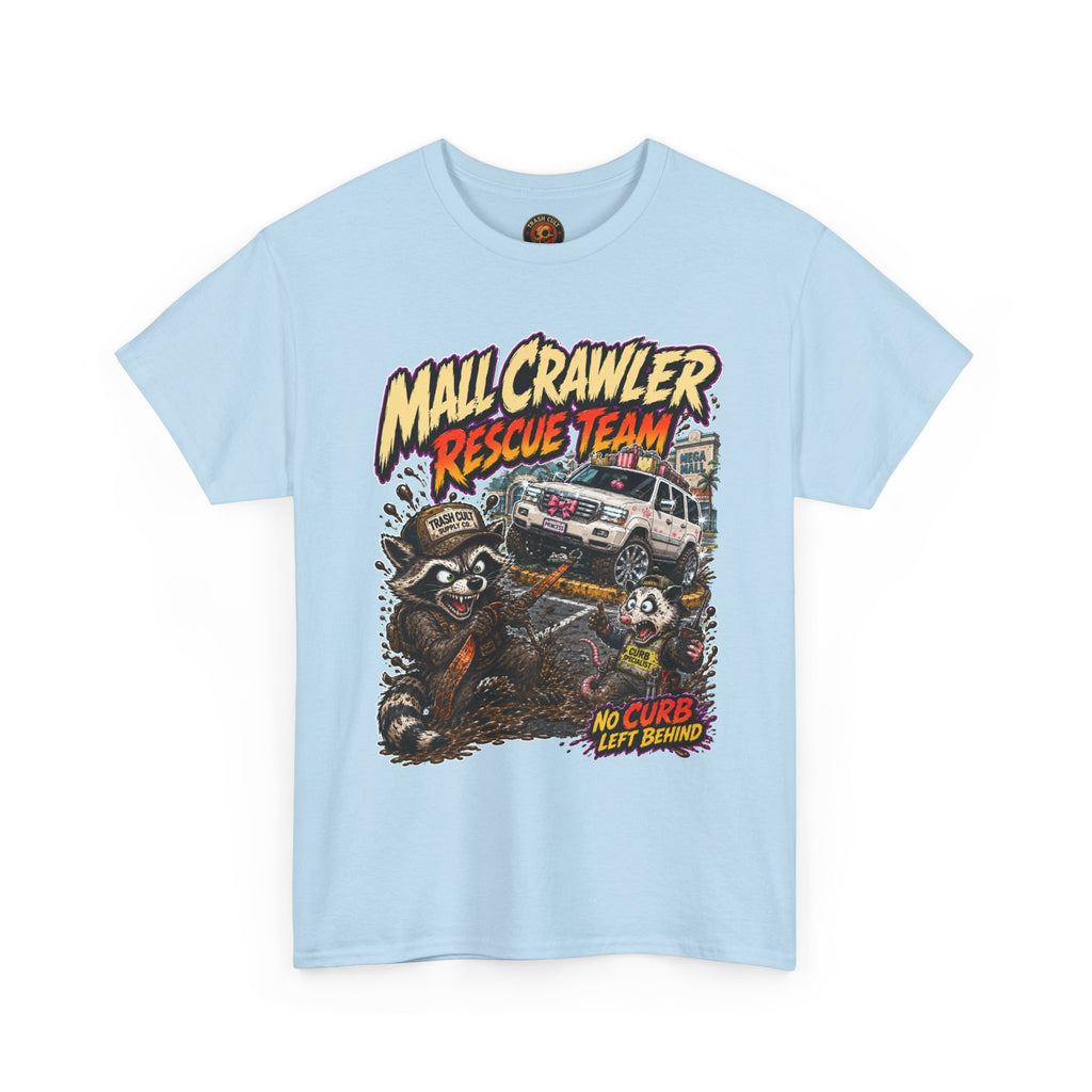 Mall Crawler Rescue Team T‑Shirt — Vintage Raccoon Rescue Graphic Tee (“No Curb Left Behind”)