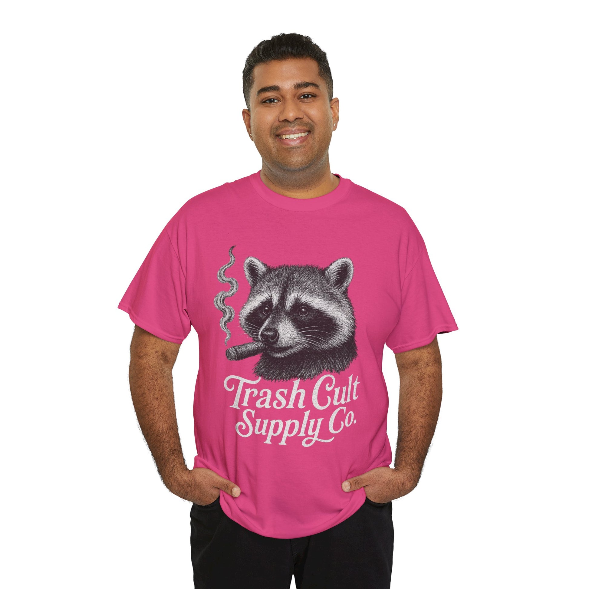Monochrome Raccoon Cigar Shirt – Trash Cult Supply Co. | Gildan 5000 Tee