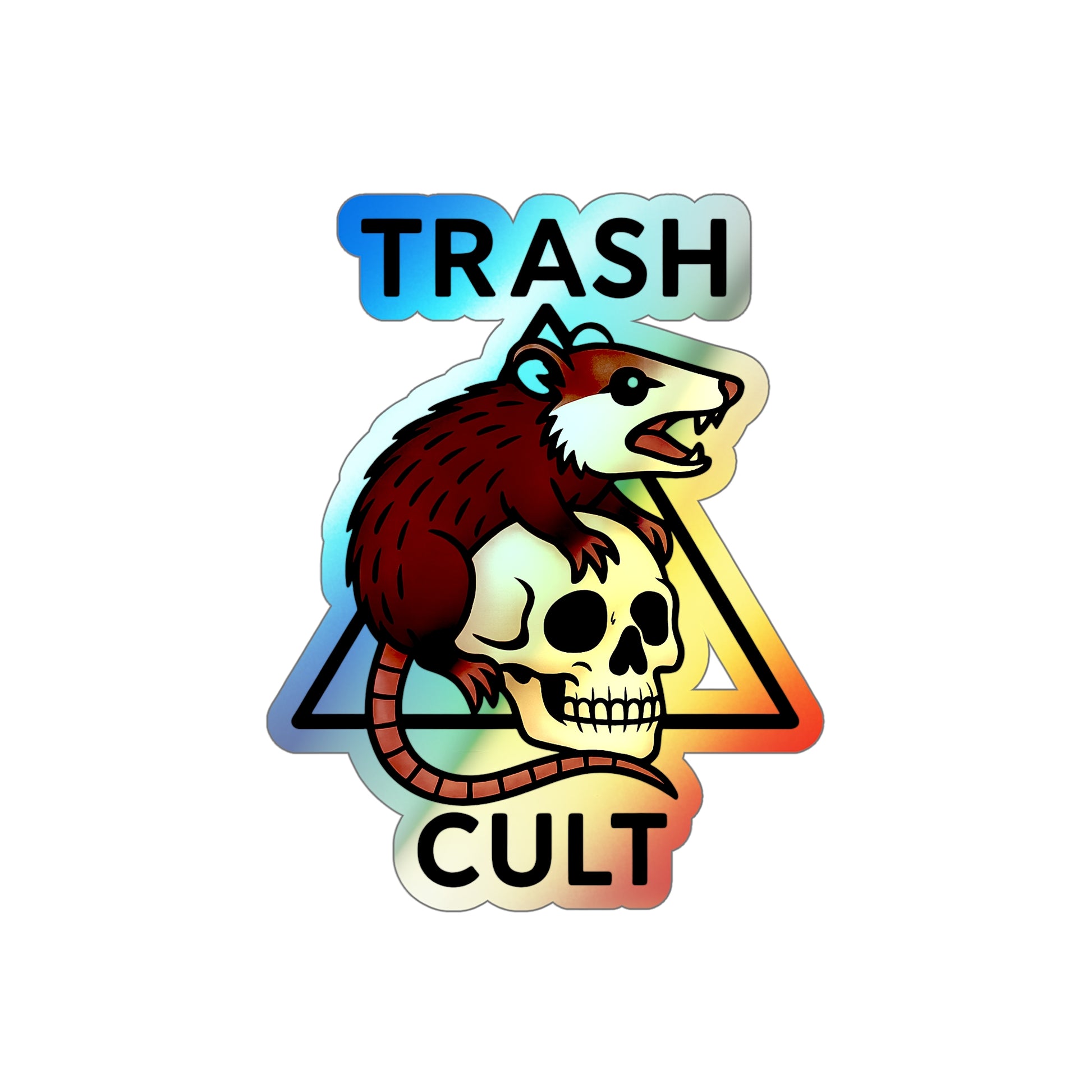 Holographic Trash Cult Stickers - Unique Decals for Skateboards, Laptops, Water Bottles, Fun and Quirky Gifts